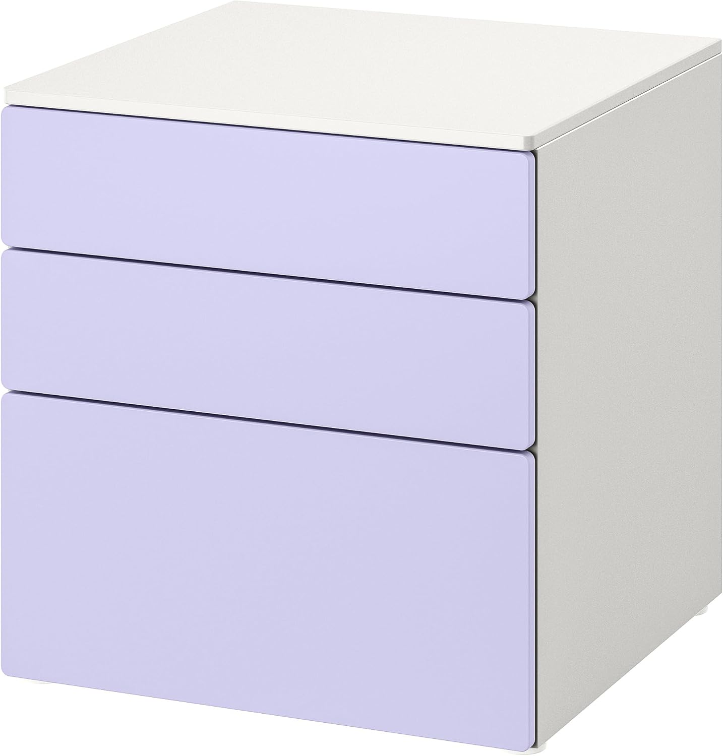 PLATSA/SMÅSTAD Chest of 3 drawers, white/lilac, 60x57x63 cm