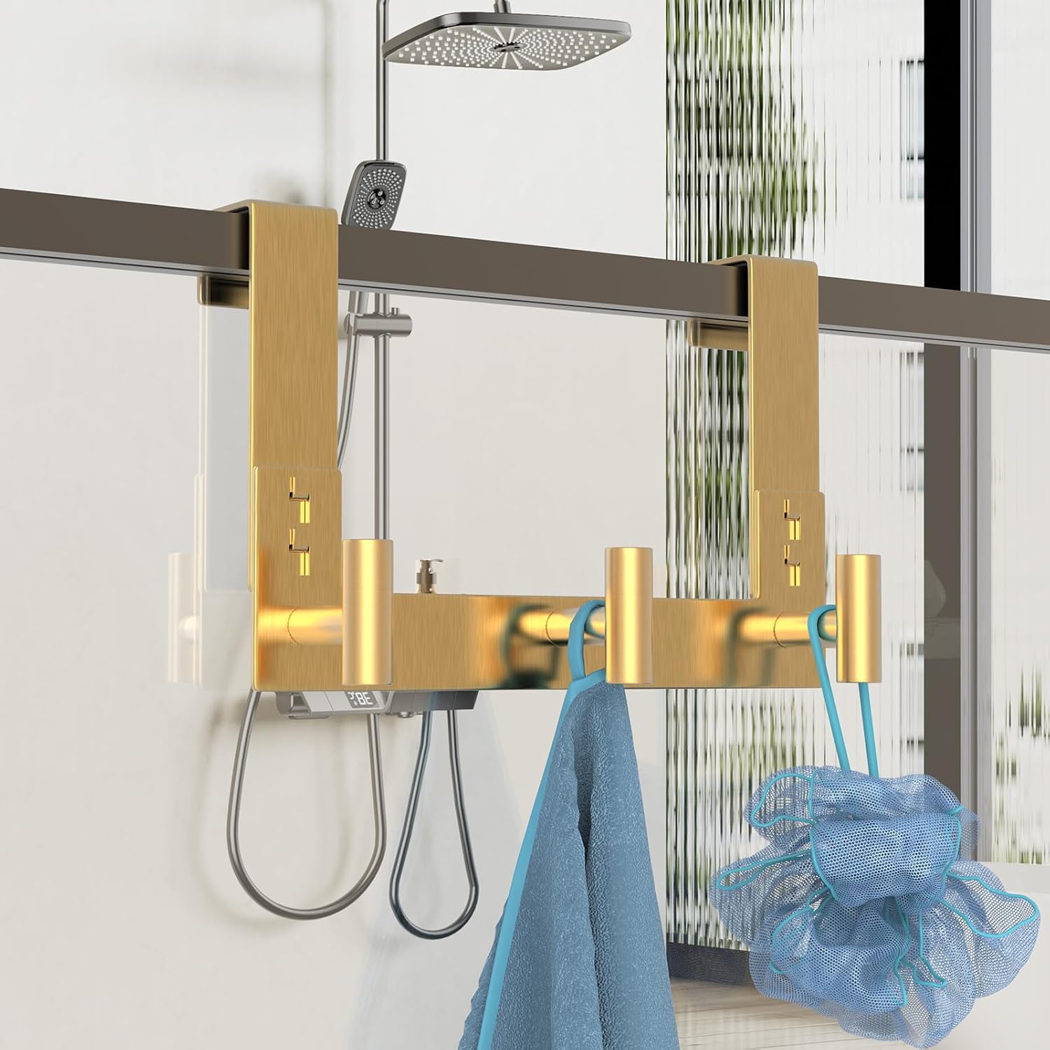 PMMASTO Over The Door Hooks, Fits 1-3/4" Thick Door No Drill Hooks for Closet Bathroom Bedroom Organization, Hanger for Coat Towel Robe (Gold, 3 T-Hooks)