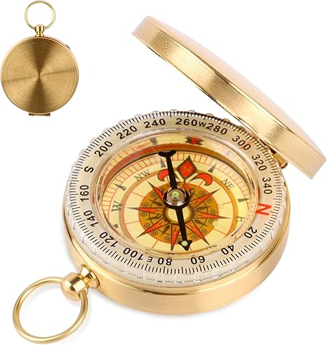 Bussola In Ottone Impermeabile Tascabile - Per Escursionismo, Campeggio E Navigazione - Foto 8