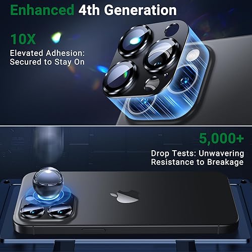 Miniatura 5 de BAZO Protector de lente de cámara para iPhone 15 Pro/iPhone 15 Pro Max, [protección contra caídas] cubierta de cámara de vidrio templado 9H, Mate