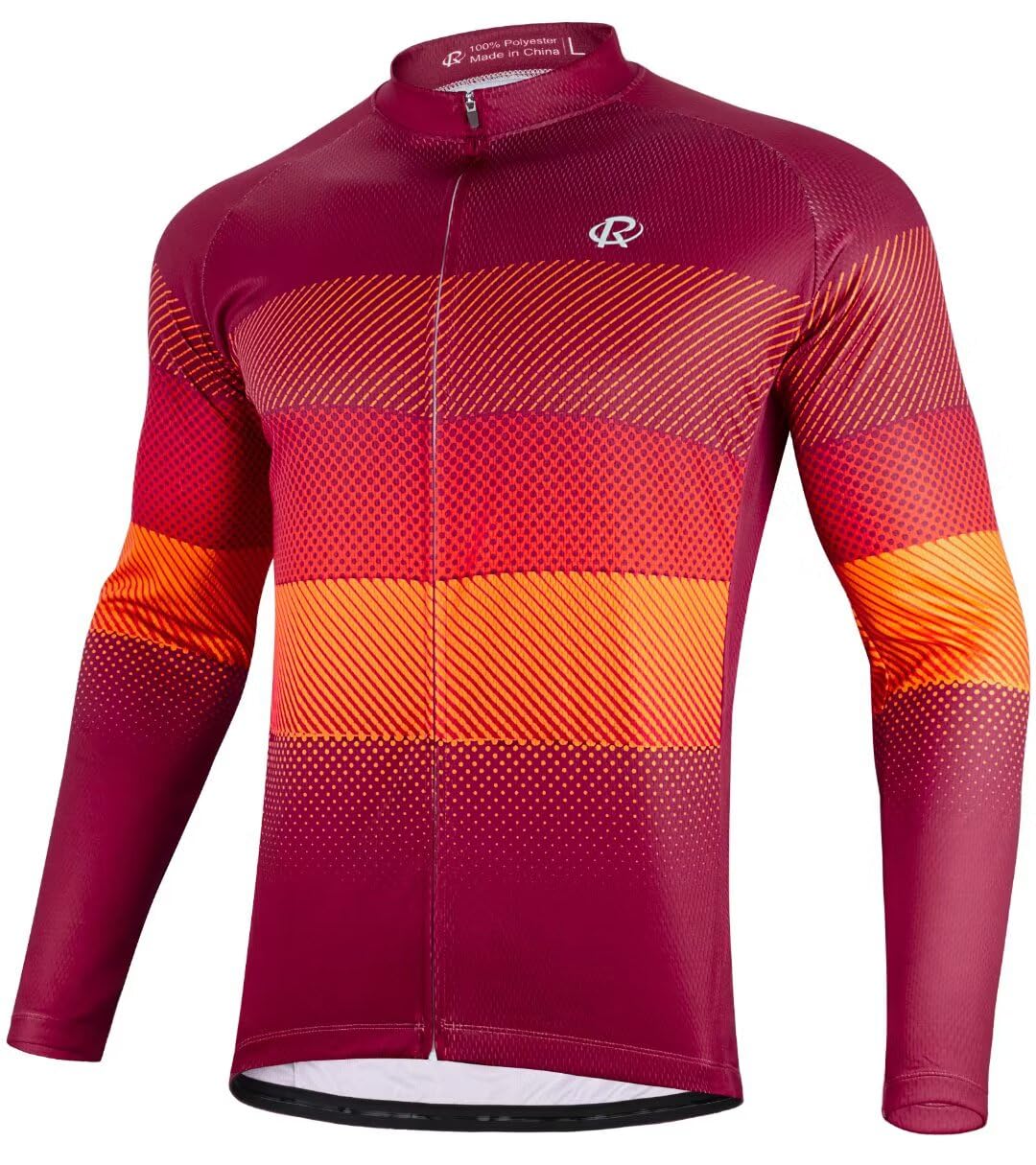 ROTTO Maglia Ciclismo Uomo Magliette Bici Manica Lunga Serie di Colori Sfumati