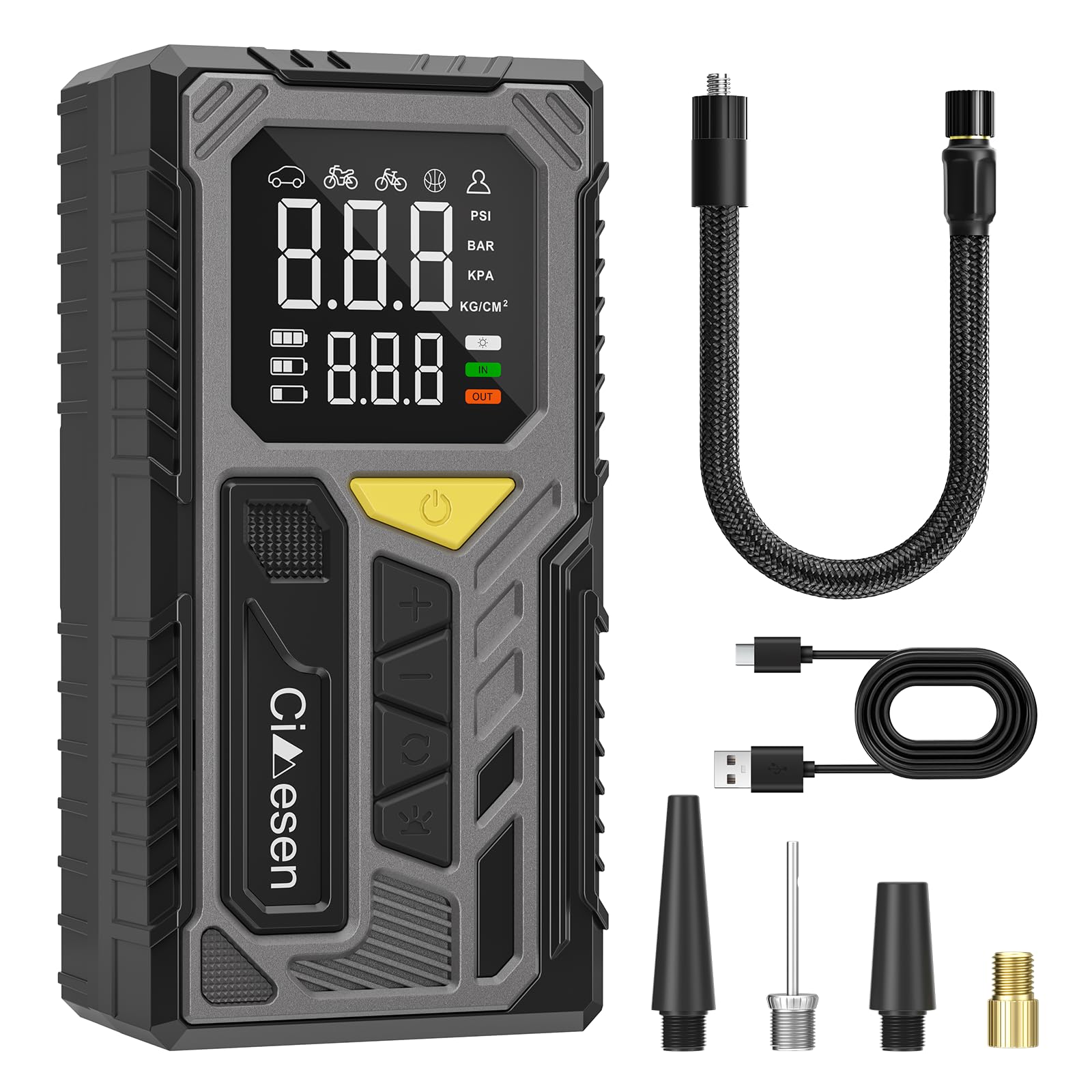 Tire Inflator Portable Air Compressor-150psi Cordless Portable Air Pump for Car Tires Faster Inflation with Tire Pressure Gauge