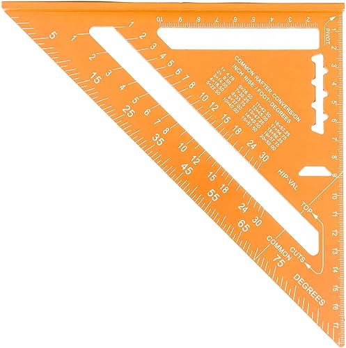 Miniatura 5 de Triángulo de carpintería, carpintero triángulo de aleación de aluminio fundido a presión para medir y marcar herramienta carpintería roja (dorado)