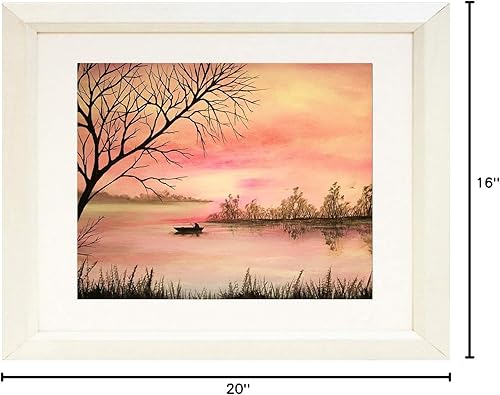 Miniatura 2 de Buyartforless Framed Pink Lake Landscape by Ed Capeau Matted Matted Art Painting Reproduction White Frame