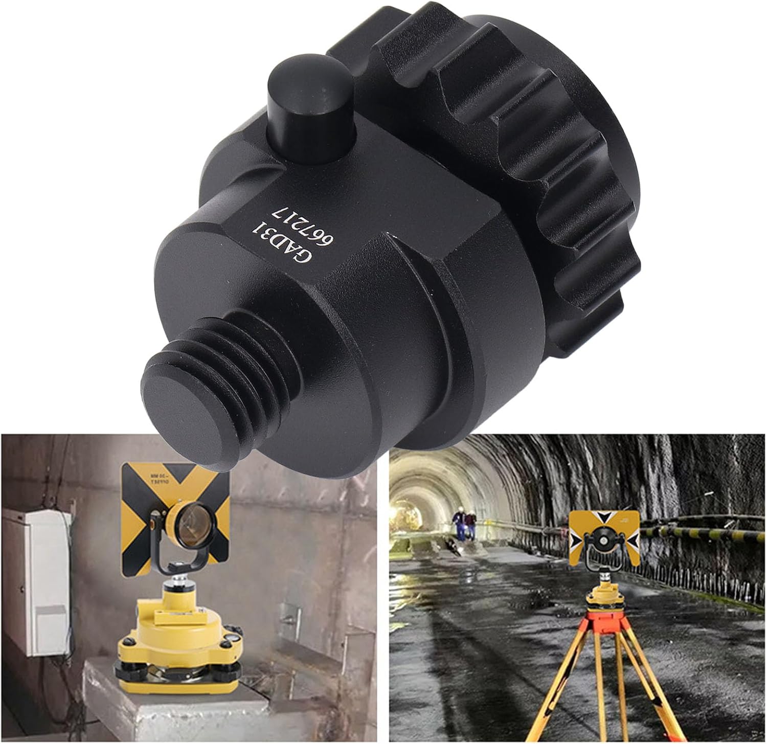 Surveying Prism Adapter 5/8 11 Thread Aluminum Alloy Total Station Base Connector for Tripod Observation Pier Base Centering Rod