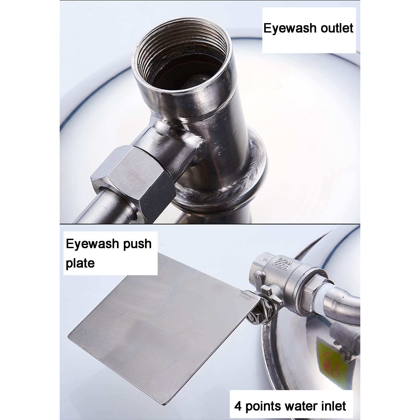 Station de Lavage oculaire d'urgence Murale en Acier Inoxydable 304, revêtement pour Le Visage et Les Yeux (31 cm/12,2 Pouces)