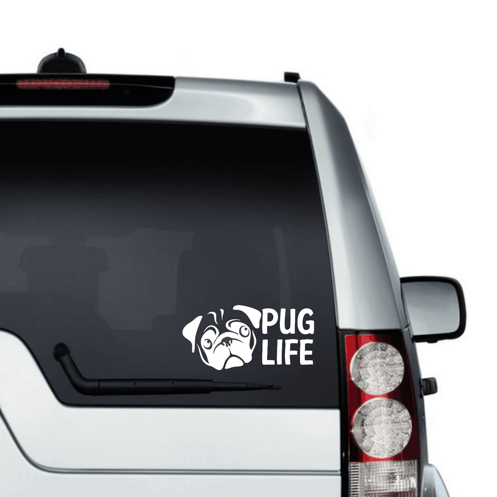 Pug Life Sticker Window or Bumper Animal Lovers Pug Owners and Pug Lovers (White)