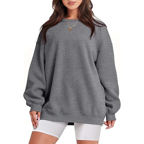ANRABESS Oversized Sweatshirt for Women Fleece Long Sleeve Crewneck Casual Pullover Top Fall 2023 Trendy Clothes