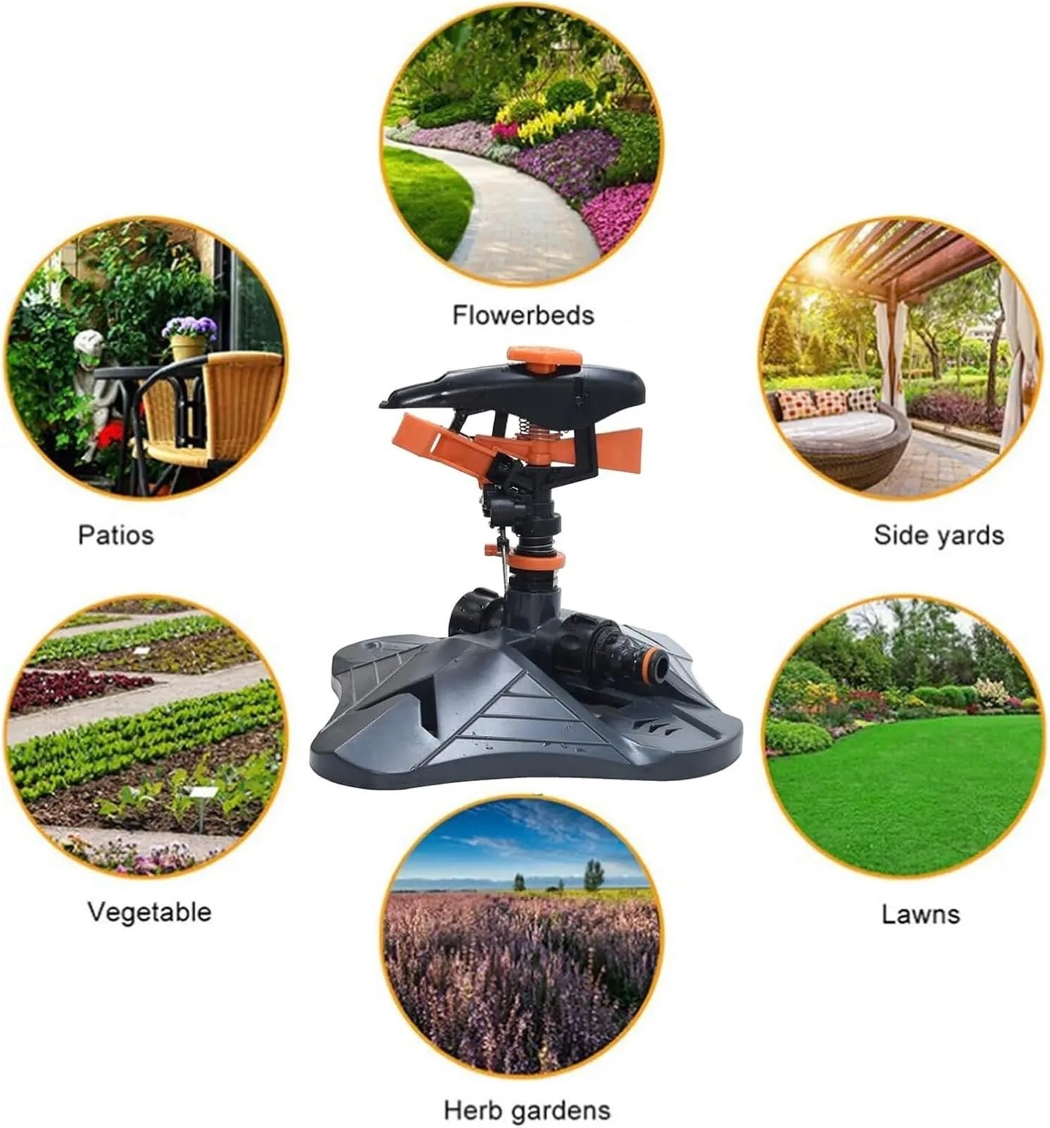 Automatische Gartenbewässerungs-Rasensprinkler, 360°-Drehung Mit Düse für den Garten(3pcs)
