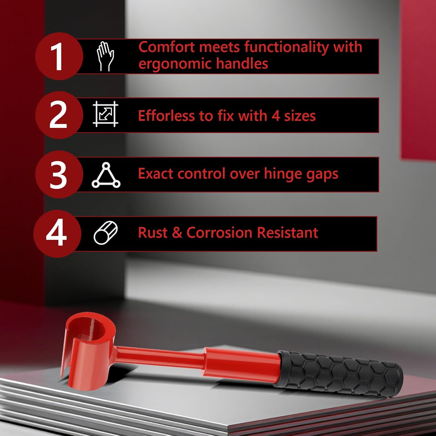 4 in 1 Door Hinge Adjustment Tool, Hinge Door Gap Adjusting Wrench Set with Handle Multi Specification Hinge Gaps Repair Spanner Hinge Wrench, Ideal for Home Improvement & Professional Use