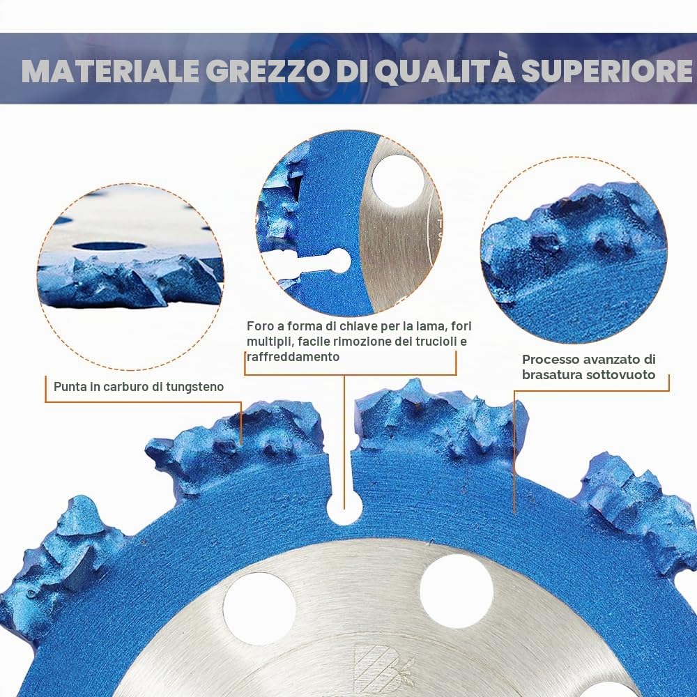 Lama da taglio multiuso, 125 mm, disco da taglio in metallo duro, 22,23/15,875 mm, per tronchi, radici, legno, gomma solida, plastica
