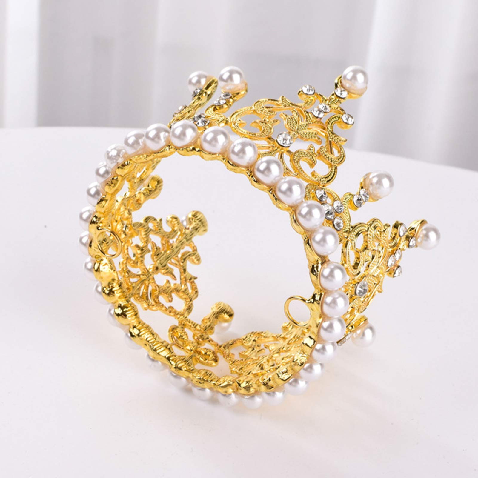 Décoration De Gâteau En Forme De Couronne De Princesse Avec Perles - Cadeau De Fête Prénatale - Doré