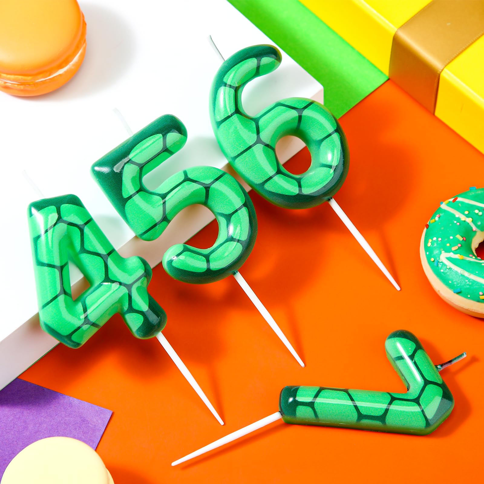 Conelist Number 4 Cartoon Turtle Theme Birthday Candle Green Turtle Candle Numeral Cake Topper for Kids Boys Girls Theme Birthday Decoration Supplies