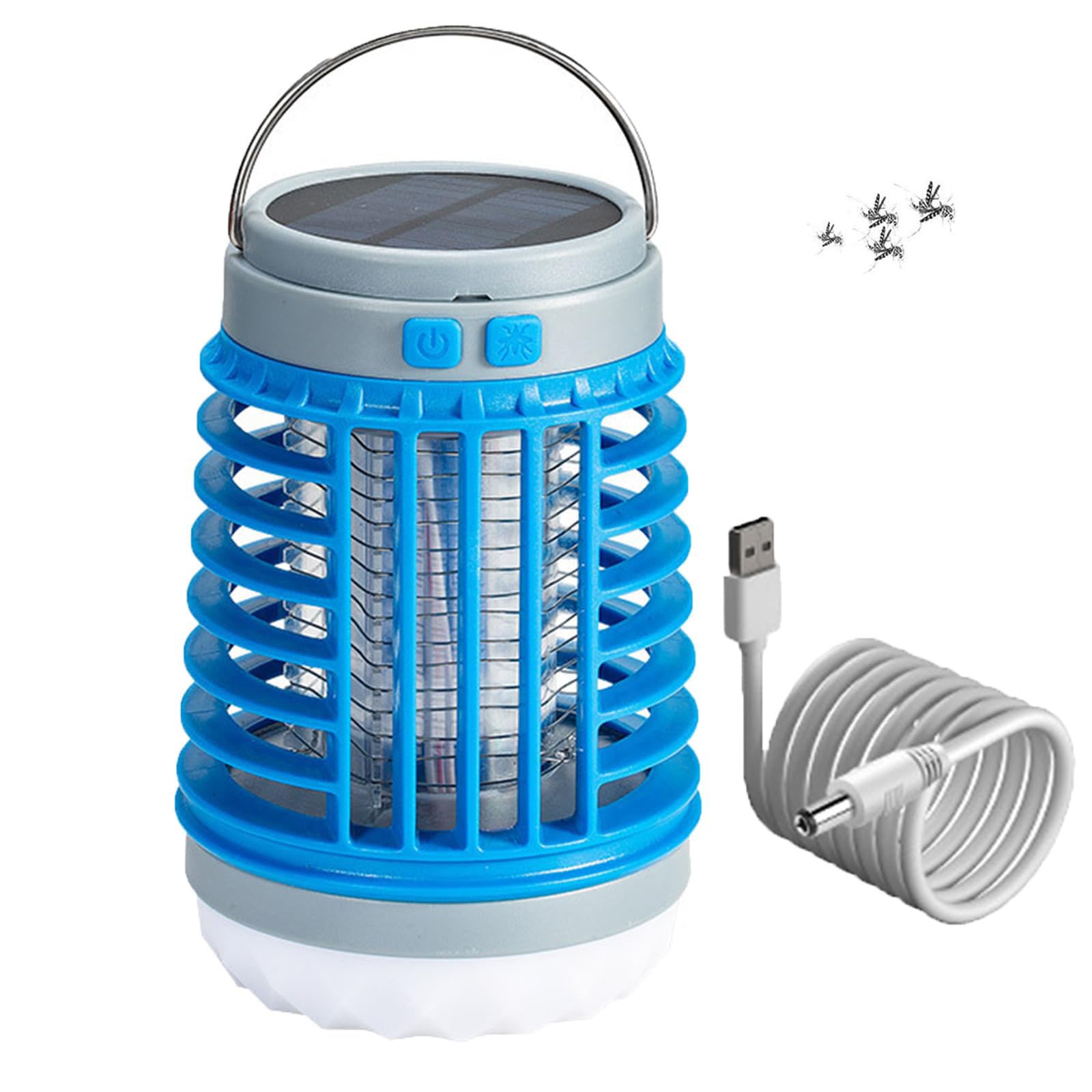 Lampada Solare Antizanzare, Antizanzare Portatile 3 in 1, Doppia Ricarica USB/Solare, Luce Esterna Impermeabile Ipx7, Antizanzare Dimmerabile Senza Fili (1pcs-Blue)