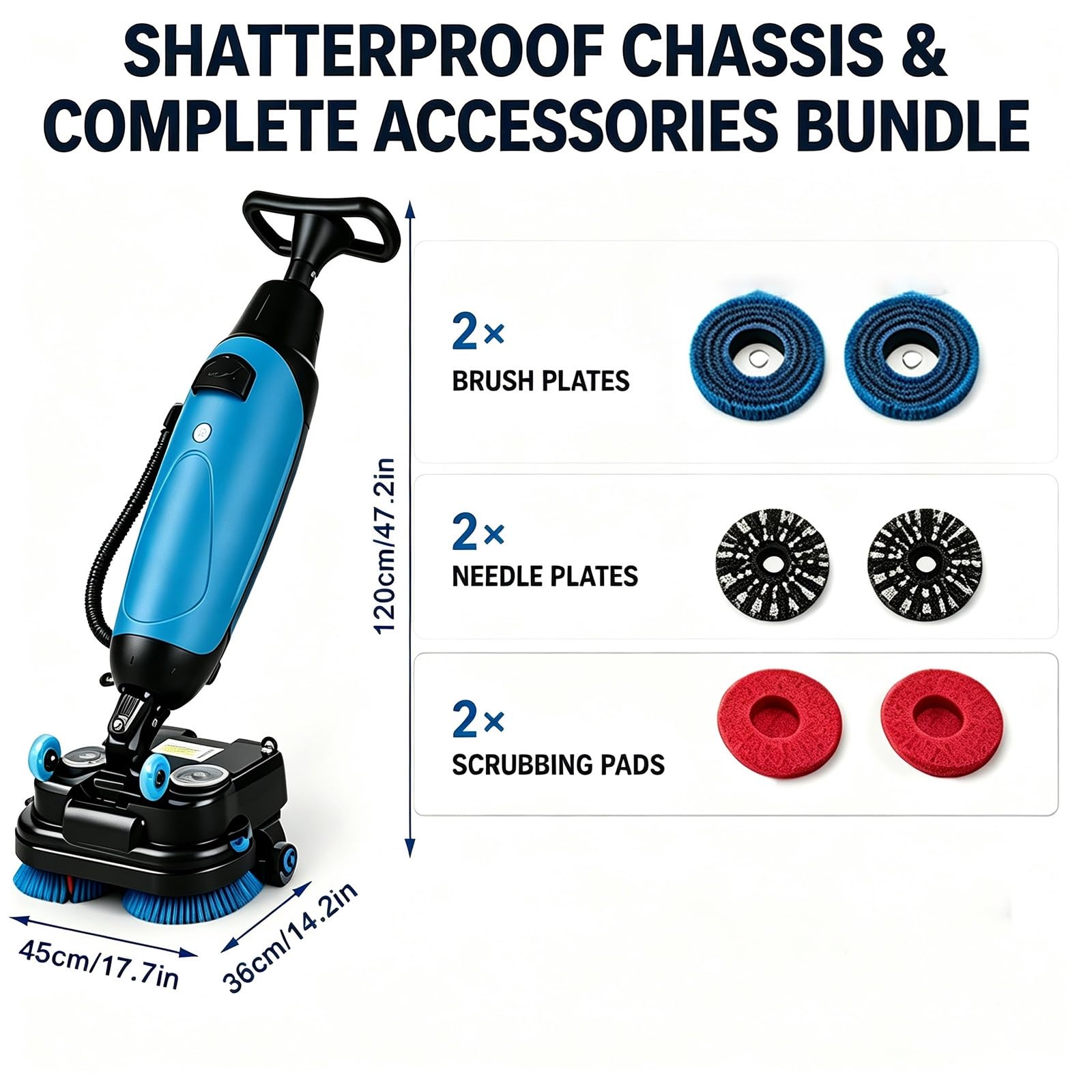 Lavadora de Pisos Profesional 50cm, Sin Cable, Litio | Lavadora de pisos 50cm, batería de litio intercambiable, perfecta para limpiar azulejos y vinilo(1 battery)