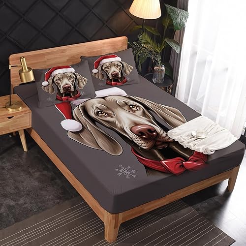 Miniatura 2 de zcsm Juego de sábanas tamaño Queen  Sábanas de Navidad para perros, sábanas y fundas de almohada, microfibra suave, bolsillo profundo y sin arrugas,