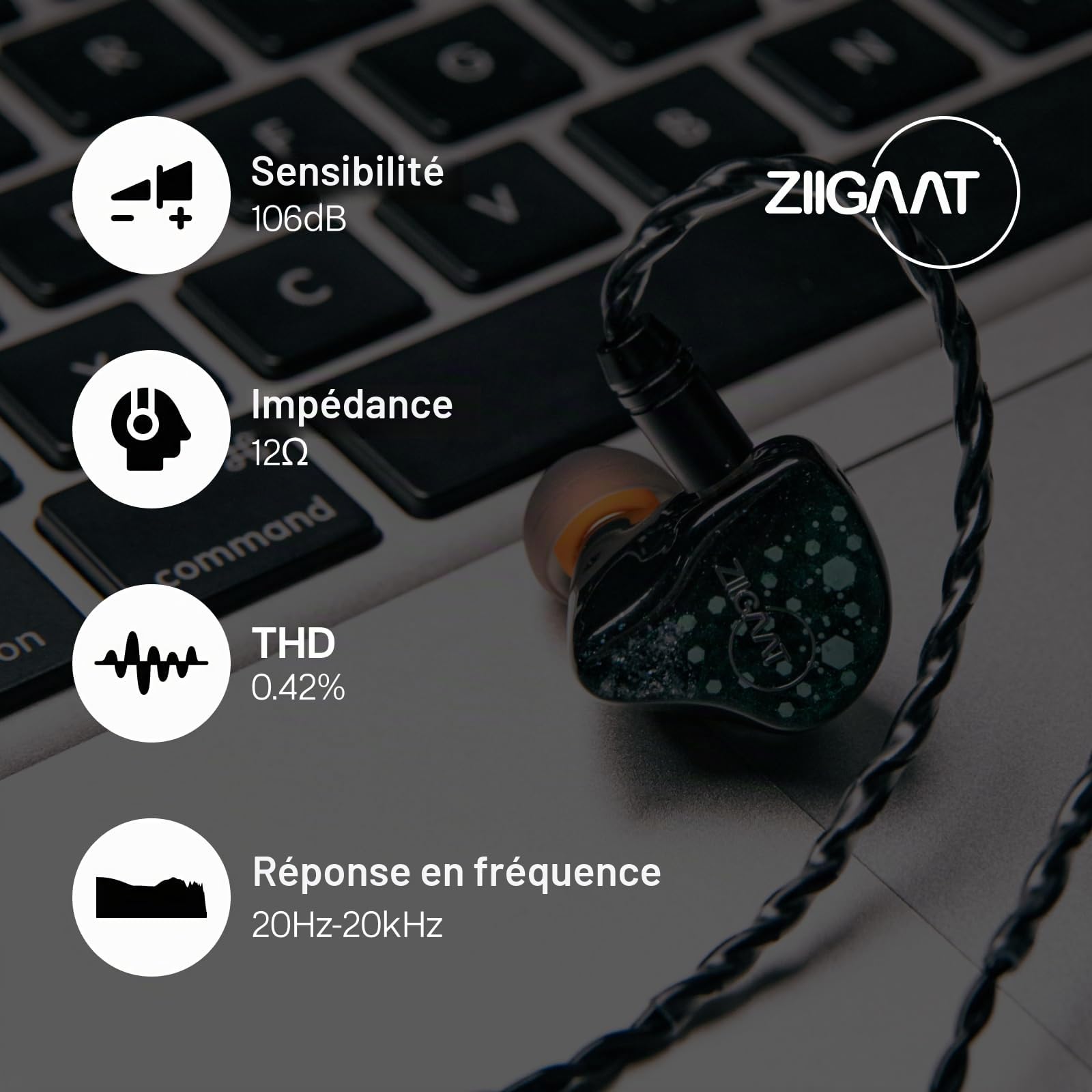Linsoul ZiiGaat Arcanis Écouteur Intra-auriculaire Hybride 2DD+5BA