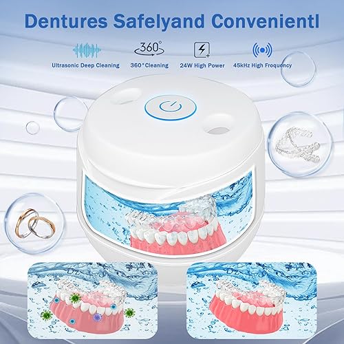 Miniatura 3 de Máquina limpiadora ultrasónica de retenedores, limpieza profunda de 45 kHz para dentaduras, alineadores, protectores bucales, bandejas
