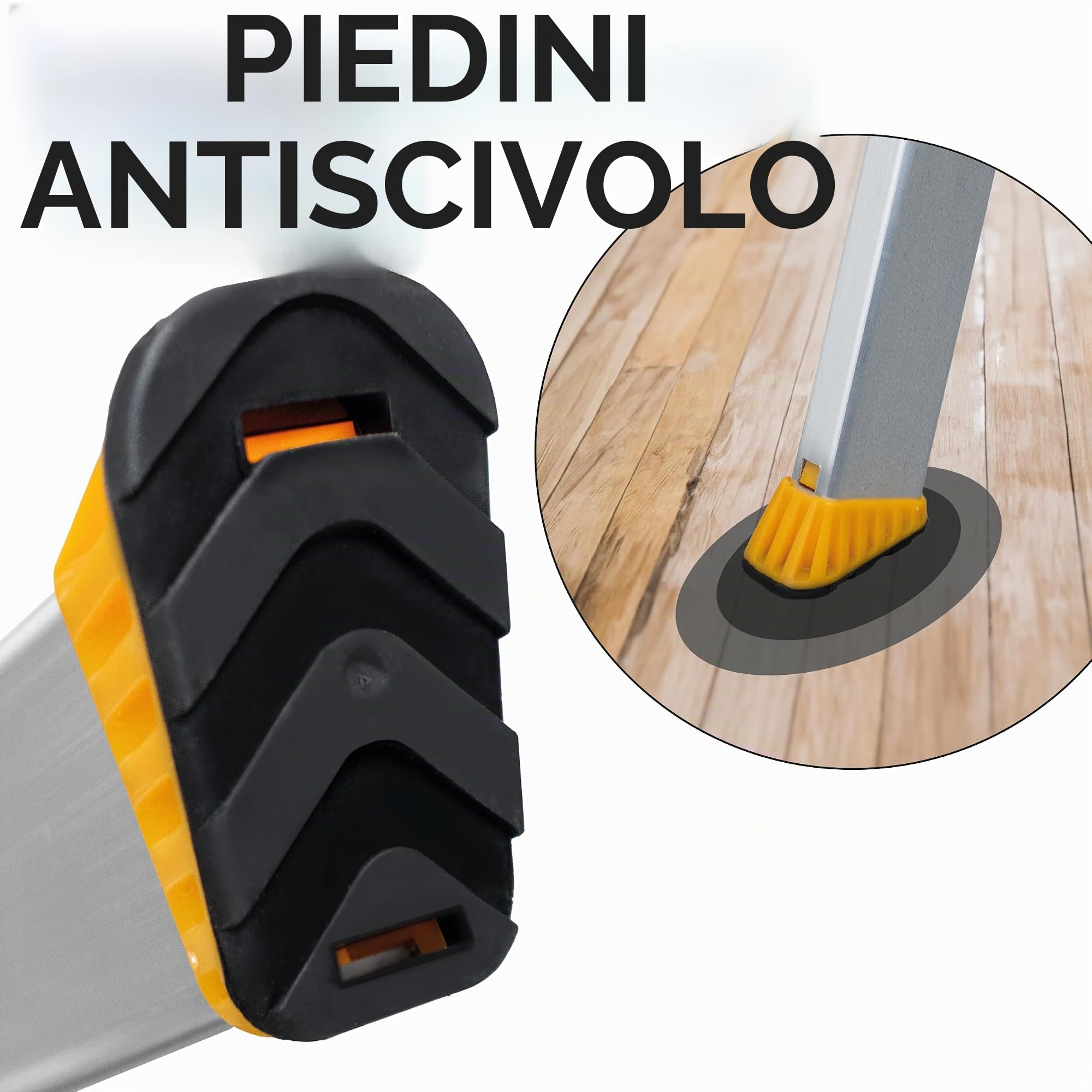 DRABEST Scala pieghevole a 5 gradini, in alluminio, stabile scala pieghevole con ripiano e gradini di larghezza, 120 mm, antiscivolo, scala per uso domestico e lavoro, fino a 150 kg