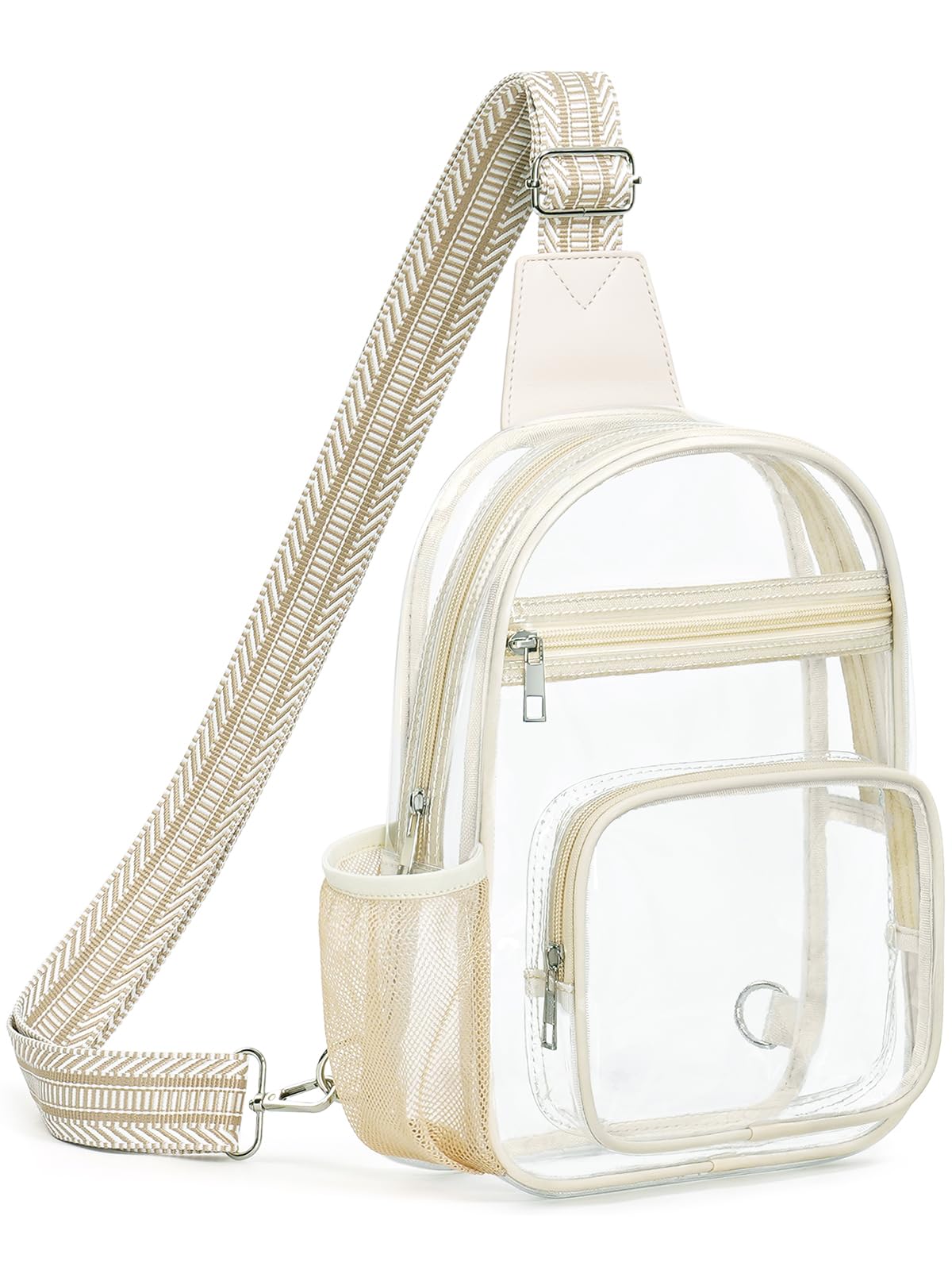 QOECI Clear Bag for Stadium Events, Clear Purses For Women Men, Transparent Crossbody Bag, See Through Large Sling Backpack