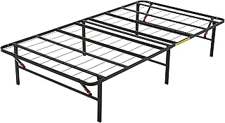 Amazon Basics Single Foldable Platform Bed Frame with Steel Slats, Tool-Free Assembly, Under-Bed Storage, 90 x 190 X 35.5 cm, Black