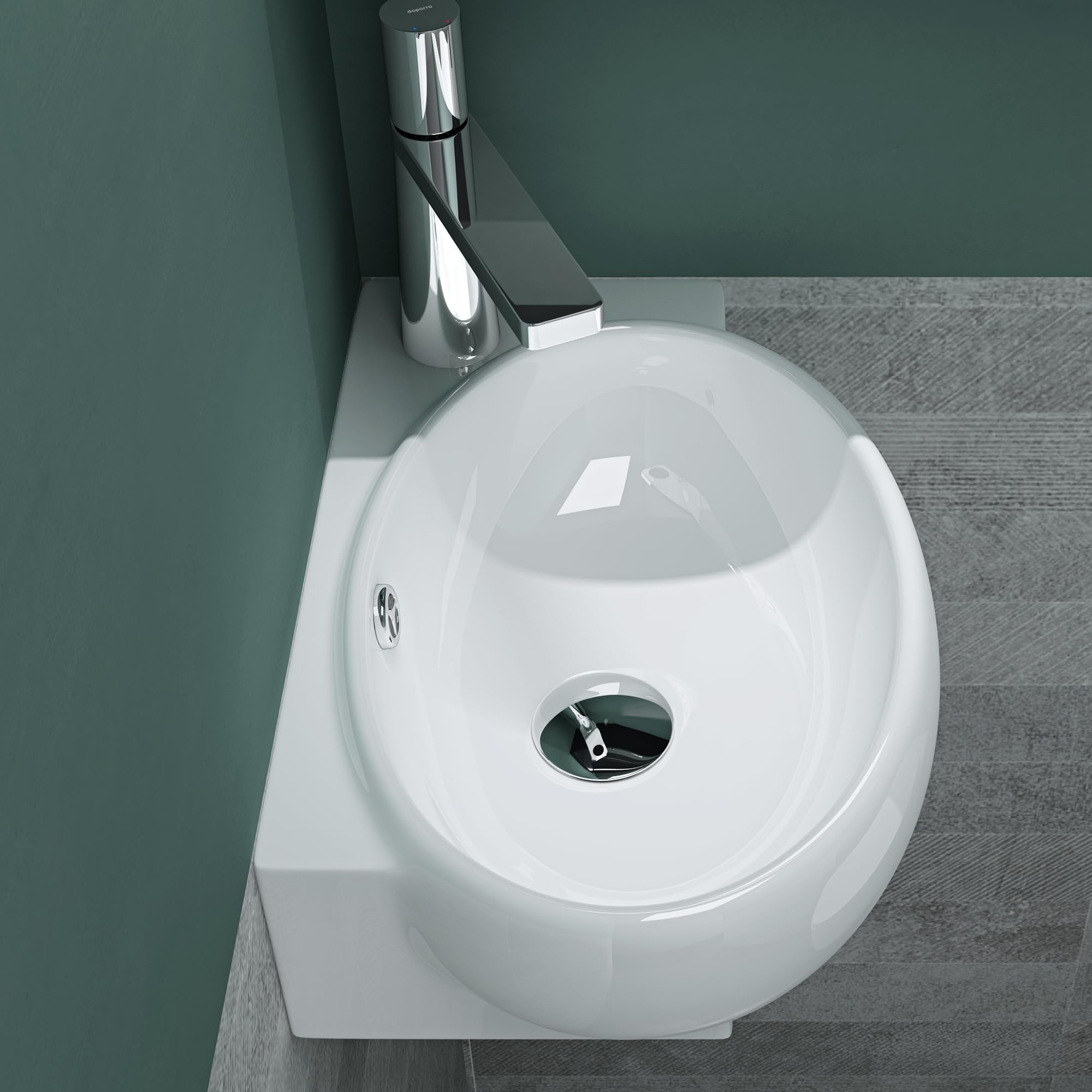 Mai & Mai Lavabo da Appoggio 42X28X15cm, Lavabo Bagno Sospeso Lavandino Bagno Brüssel001 in Ceramica Bianca Nano Rivestimenti