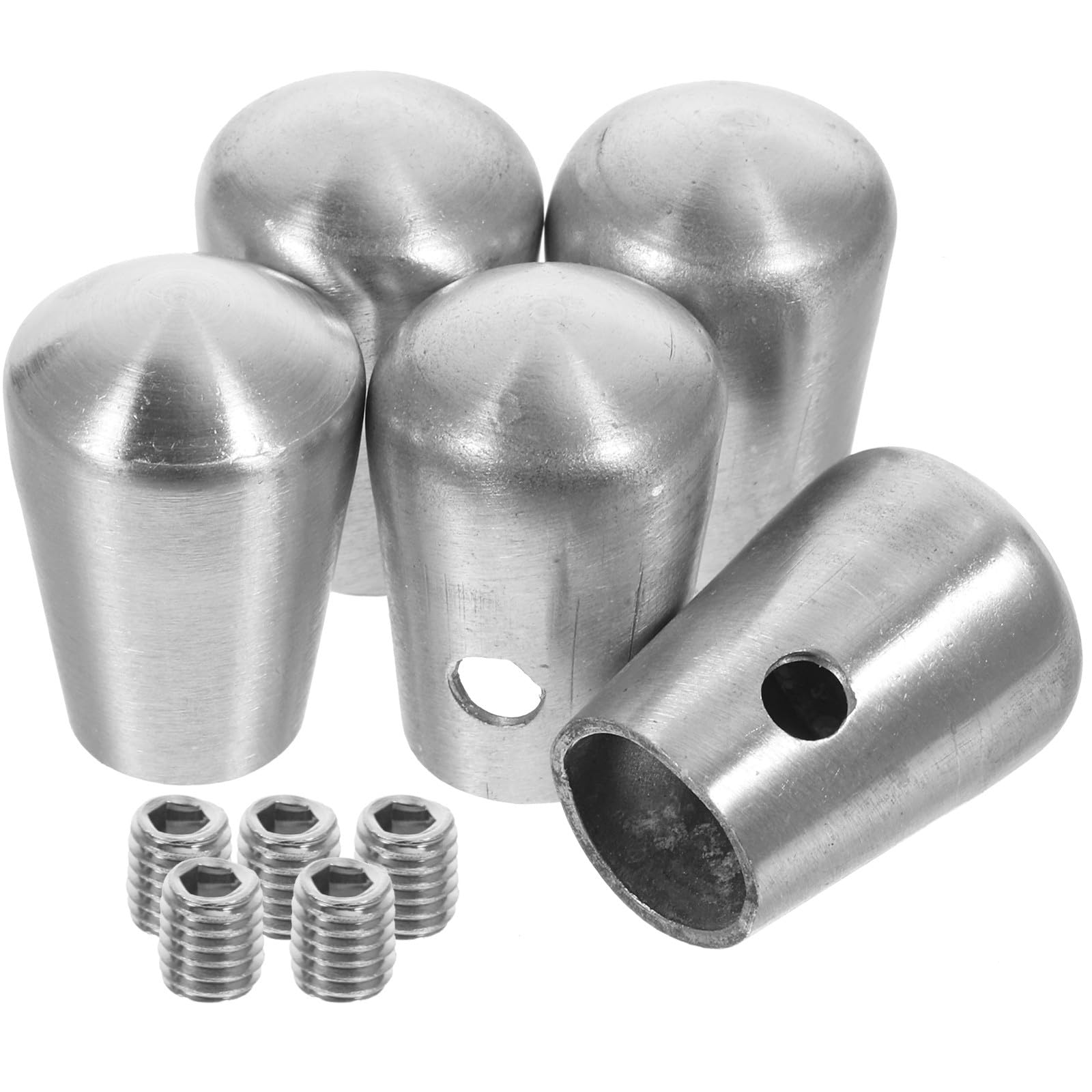 Veemoon Tapones de Acero Inoxidable para Extremos de Pasamanos de 105 MM 5 Piezas Accesorios para Barandillas Acabado Cepillado Protectores Metálicos para Postes y Varillas Uso en