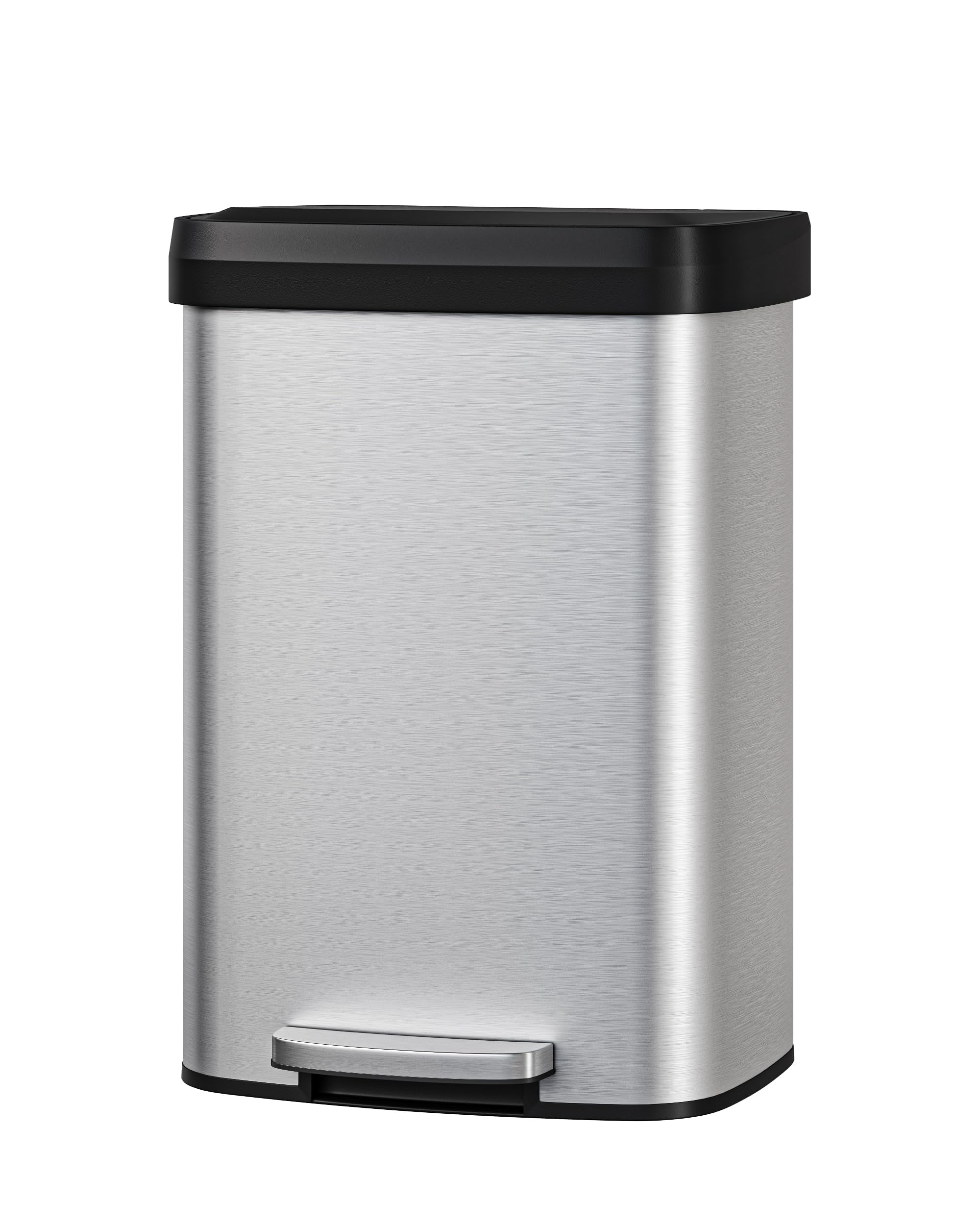 GarveeHome Step-On Kitchen Trash Can 50L, Stainless Steel Rubbish Bin with Soft Close Lid, Fingerprint Resistant, Easy Clean Removable Inner Bucket for Home Office (stainless steel, 50L) — image 1