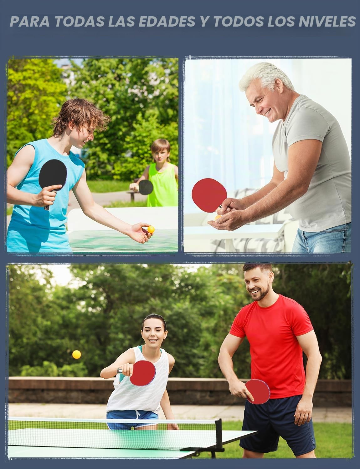 Glymnis Juego de Tenis de Mesa portátil con Red retráctil, Bates y Pelotas de Ping Pong de 3 Estrellas, Bolsa de Almacenamiento, Kit Todo en uno Premium