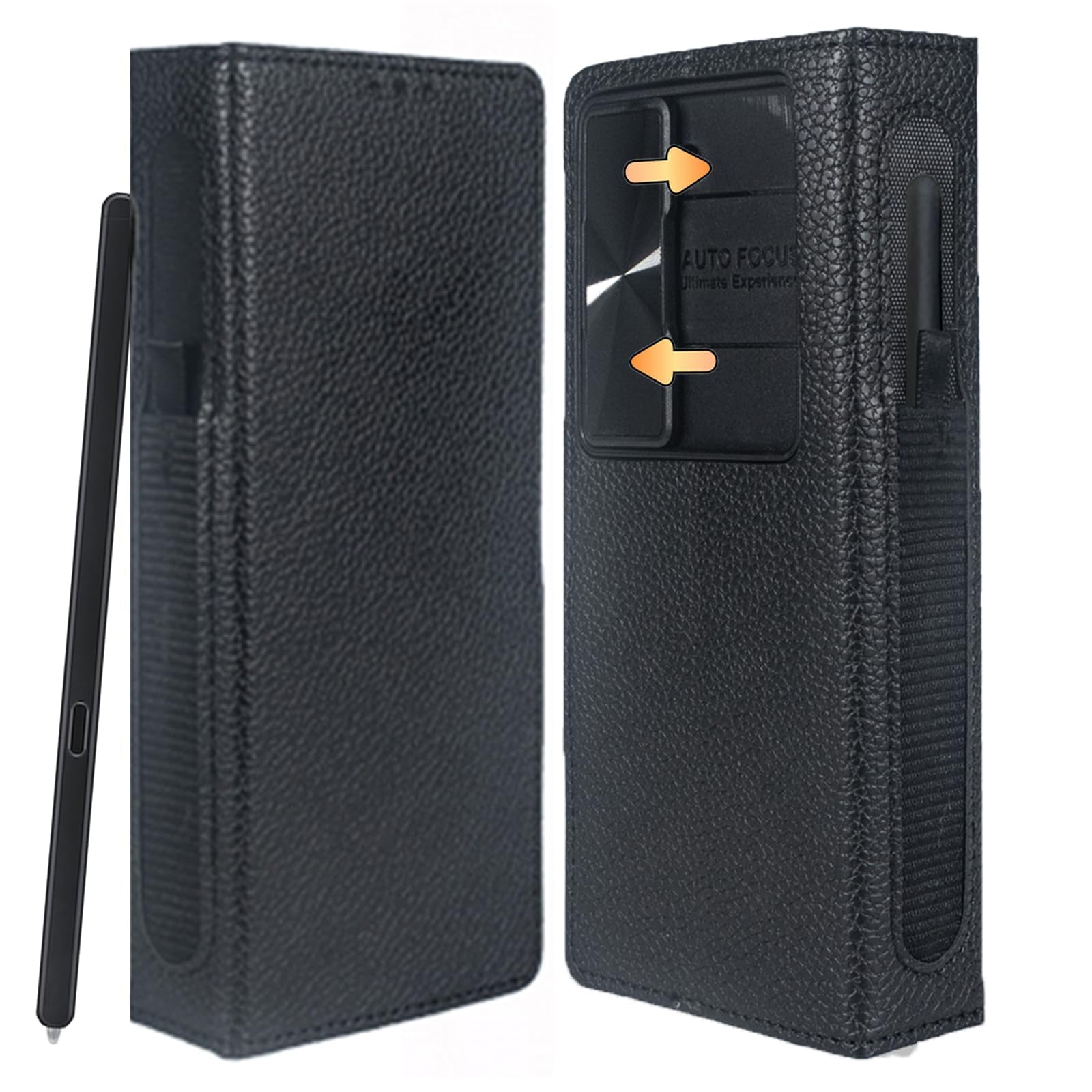 for Samsung Galaxy Z Fold 6 Case Wallet with S Pen Holder & Camera Cover & Card Holder, Z Fold 6 Luxury Leather Wallet Folio Cover RFID Blocking Hinge Protection Kickstand Function (Black)