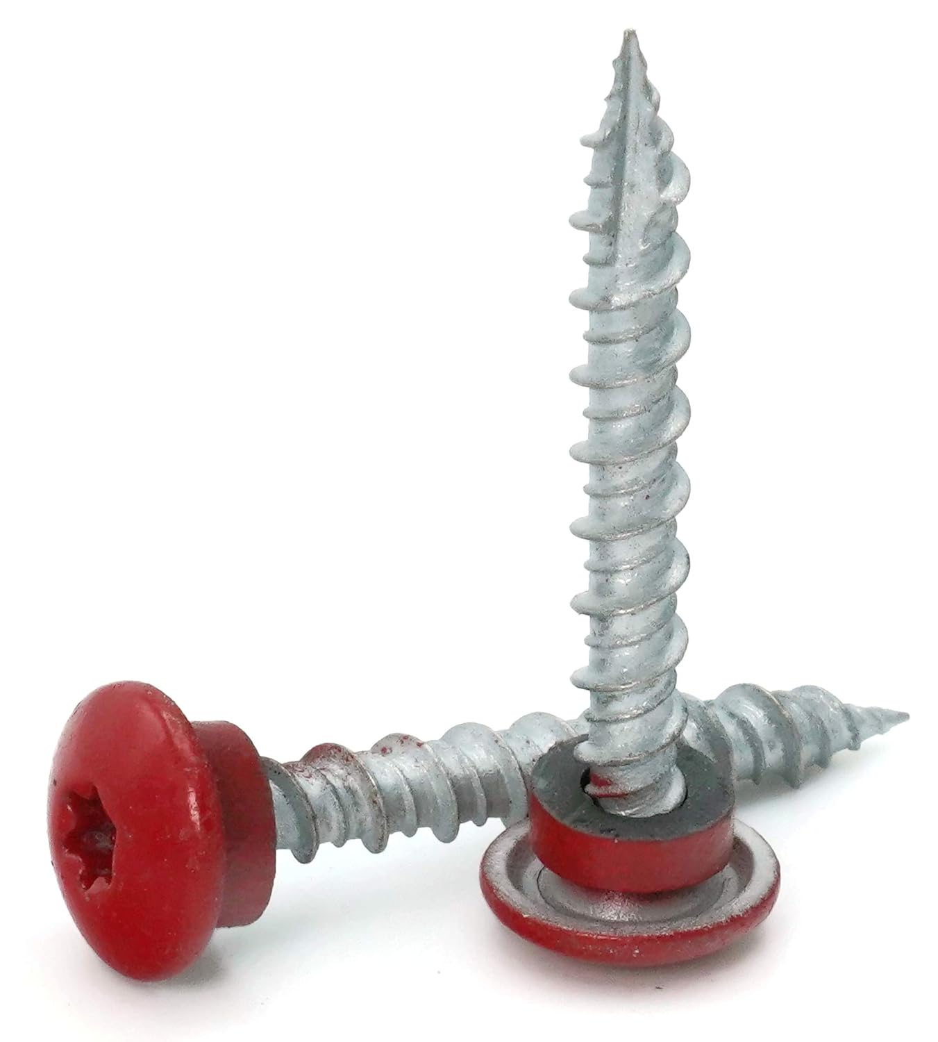 Low Profile Mechanical Galvanized Roofing Screws Crimson Red Finish - #10 x 1 Qty 250
