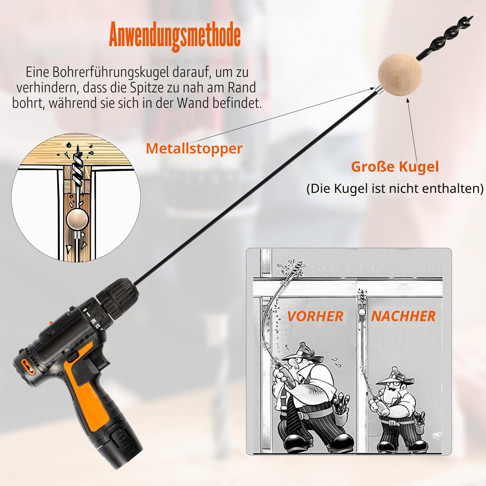 Flexibler Montagebohrer, 3/4 Zoll x 36 Zoll, flexibler Bohrer für Drahtziehen, 1/4-Zoll-Schaft