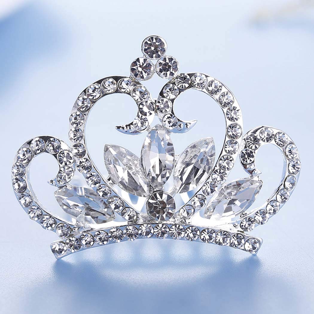 Unicra Flower Girl Tiara Comb Headpiece Bridal Wedding Hair Comb Mini Tiara Crown and Tiara Birthday Gift Hair Accessories for Girls (A Silver)