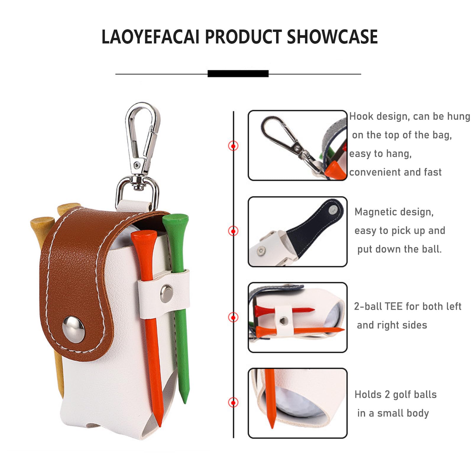 Golf Bag Outdoor Golf Ball Wash Bag Waist Hanging Keychaingolf Small Belt Bag Portable Mini Golf Ball Protection Bag (Marrone)
