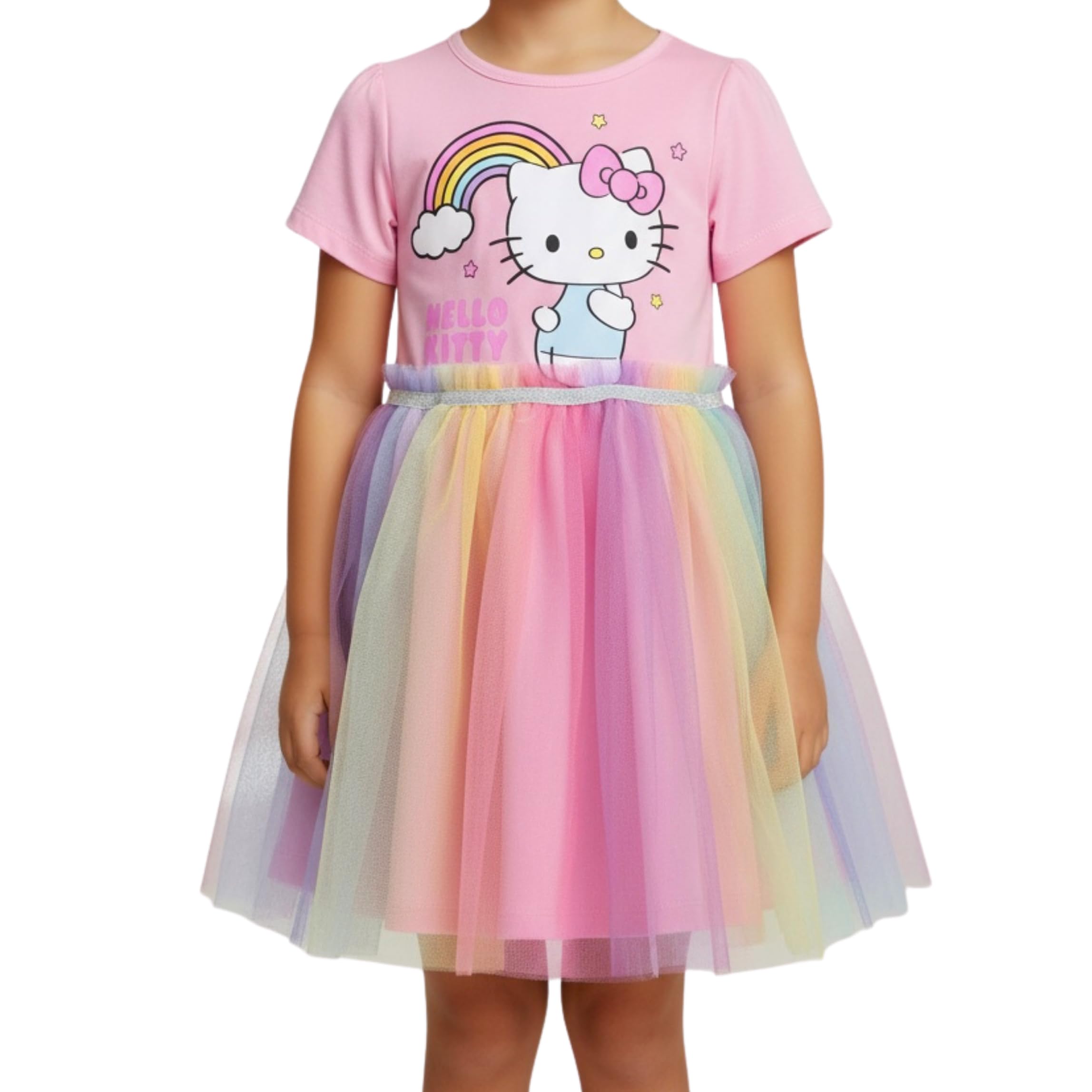 Robe pour filles Hello Kitty à manches courtes avec jupe tutu multicolore - 8