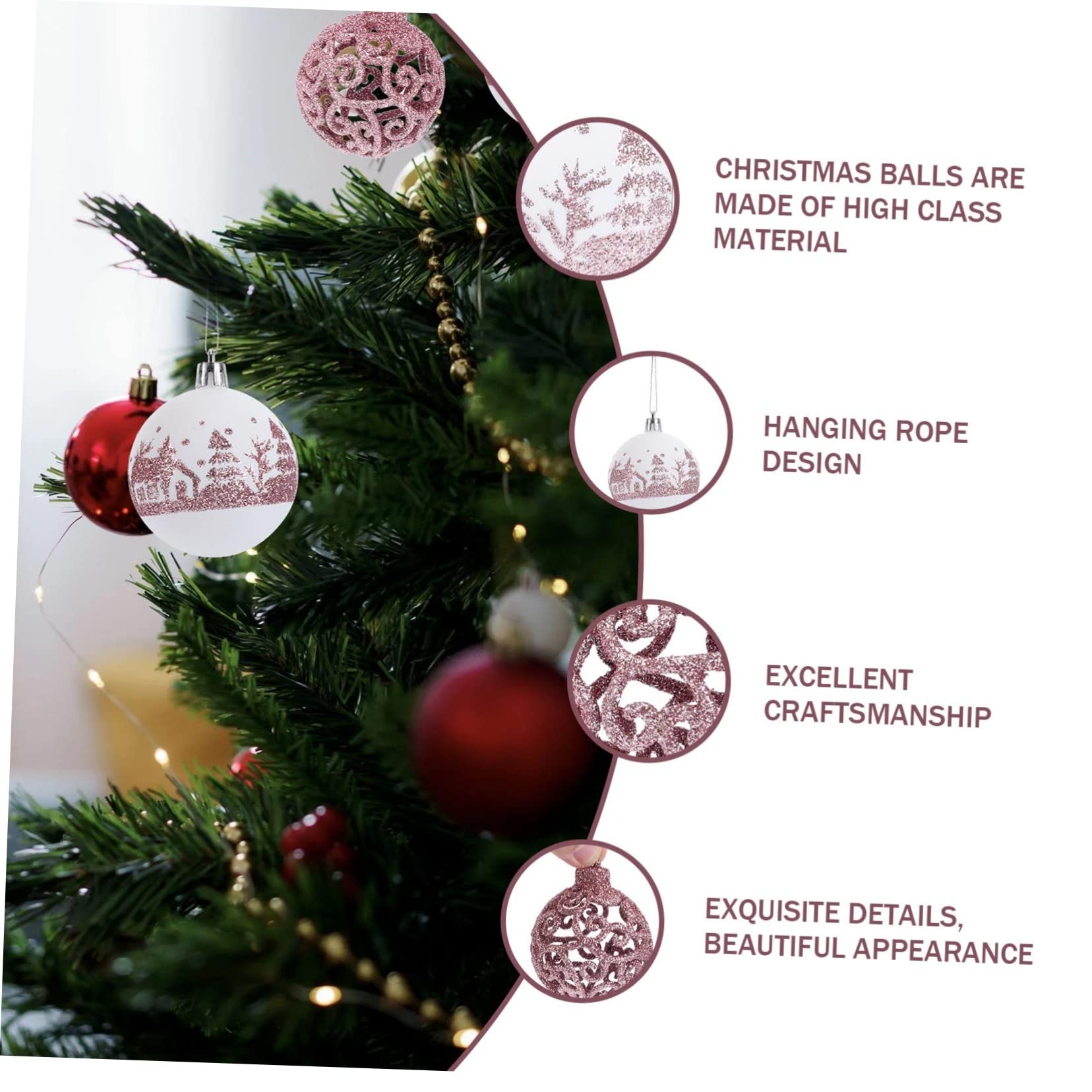 ABOOFAN Lot De 3 Magnifiques Boules De Noël en Forme De Roses Décoratives Et Festives À Suspendre sur Le Thème De Noël 9 Pièces X 3