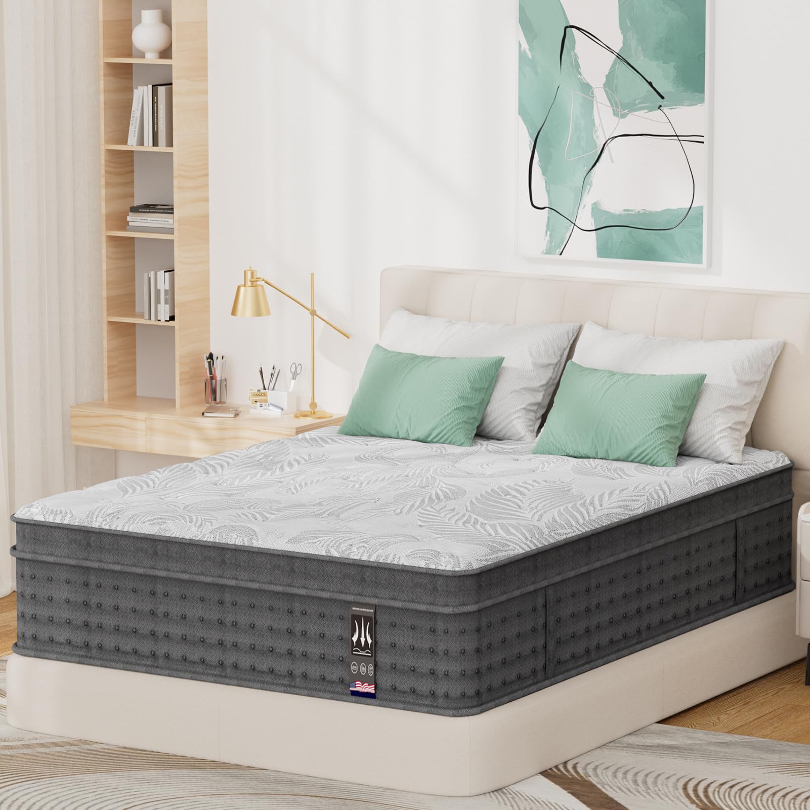 twin mattress 14 inch, twin size hybrid mattresses with motion isolation & pressure relief, fiberglass free, colchones twin size bed mattress in a box, certipur-us certified mattresses
