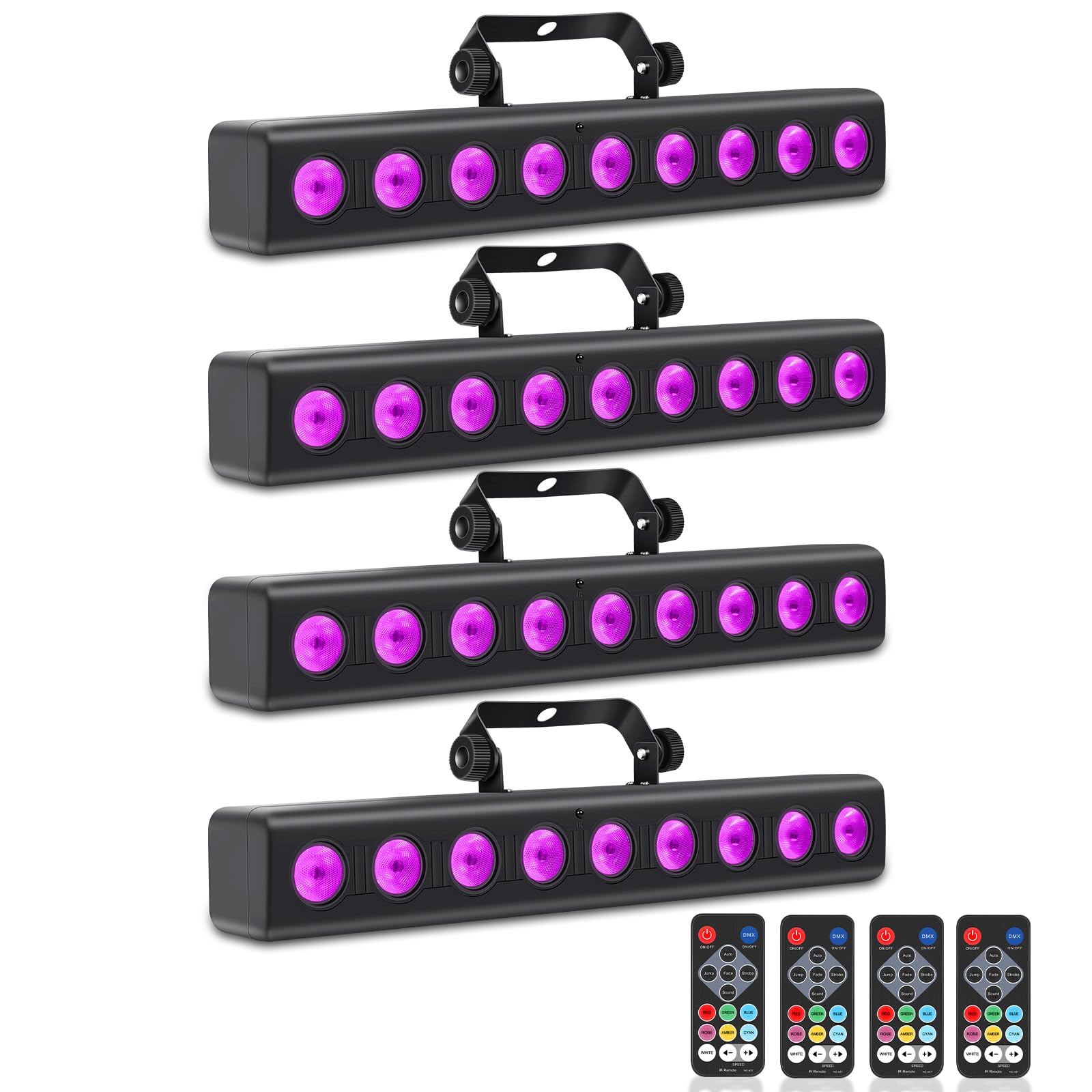 LED-Bühnenlichtleiste, 50 W, 9 LEDs, 4-in-1, RGBW, DJ-Bühnenlichter, Bar mit Fernbedienung, Soundaktiviertes DMX-Bühnenlicht für Kirche, Veranstaltungen, Hochzeit, Disco, Party, DJ-Lichter, 4