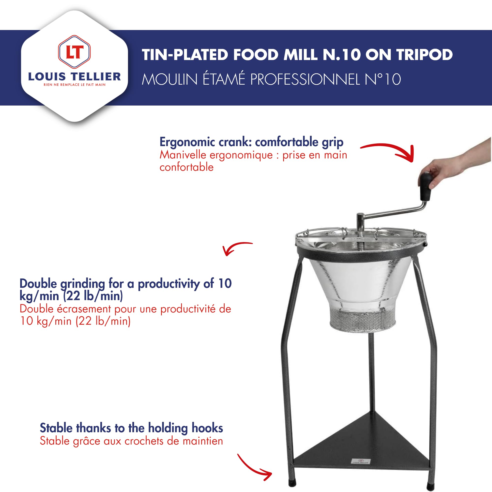 Tellier J426 Triturator y soporte, 390 mm