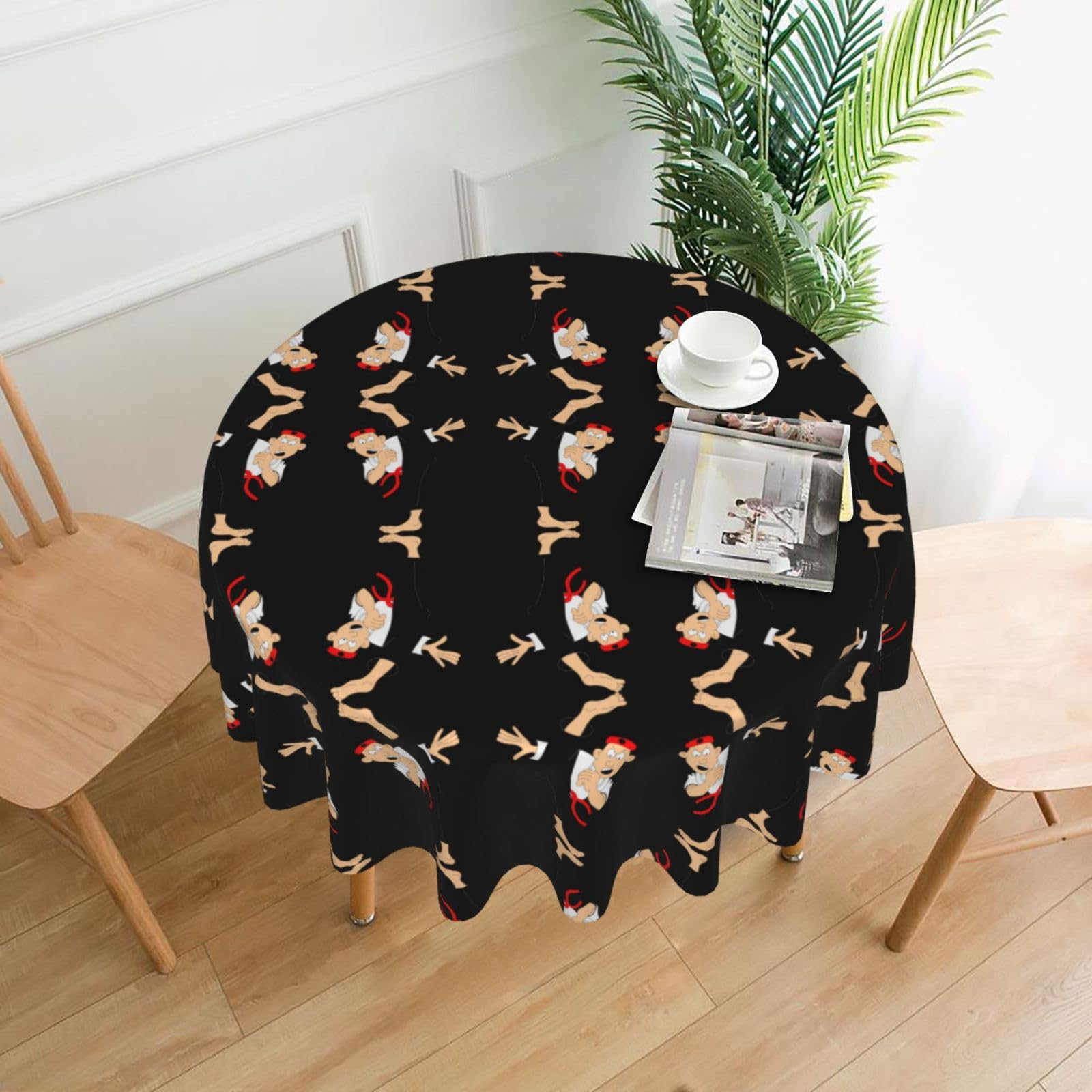 ZHAOUR Cartoon Karate Print Round Washable Tablecloth – Table Cover