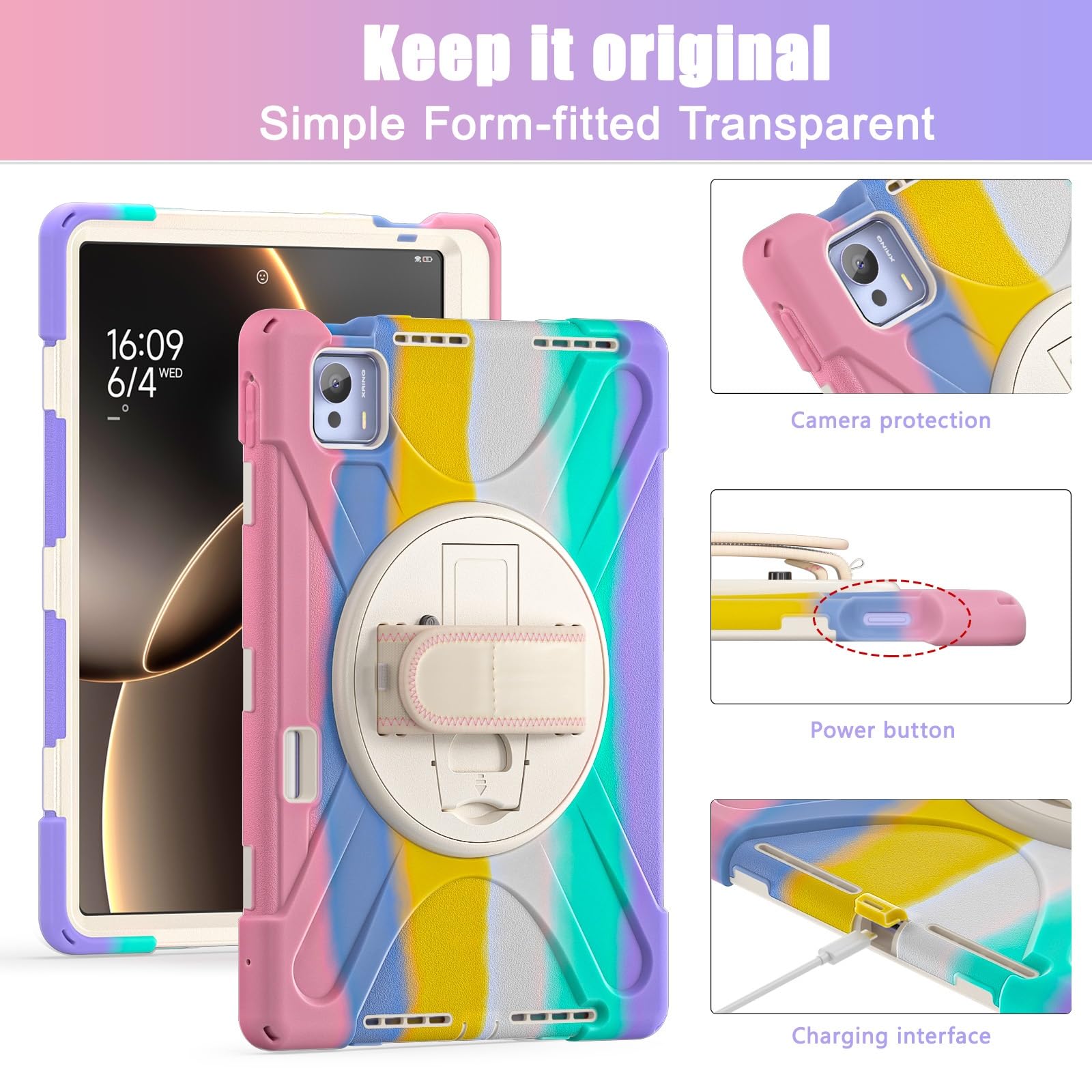 Obudowa do Xiaomi Pad 7 Ultra 14 cali 2025, wytrzymała, odporna na wstrząsy obudowa chroniąca przed upadkiem z paskiem ramię, silikonowa osłona ochronna dla dzieci(Pembe)