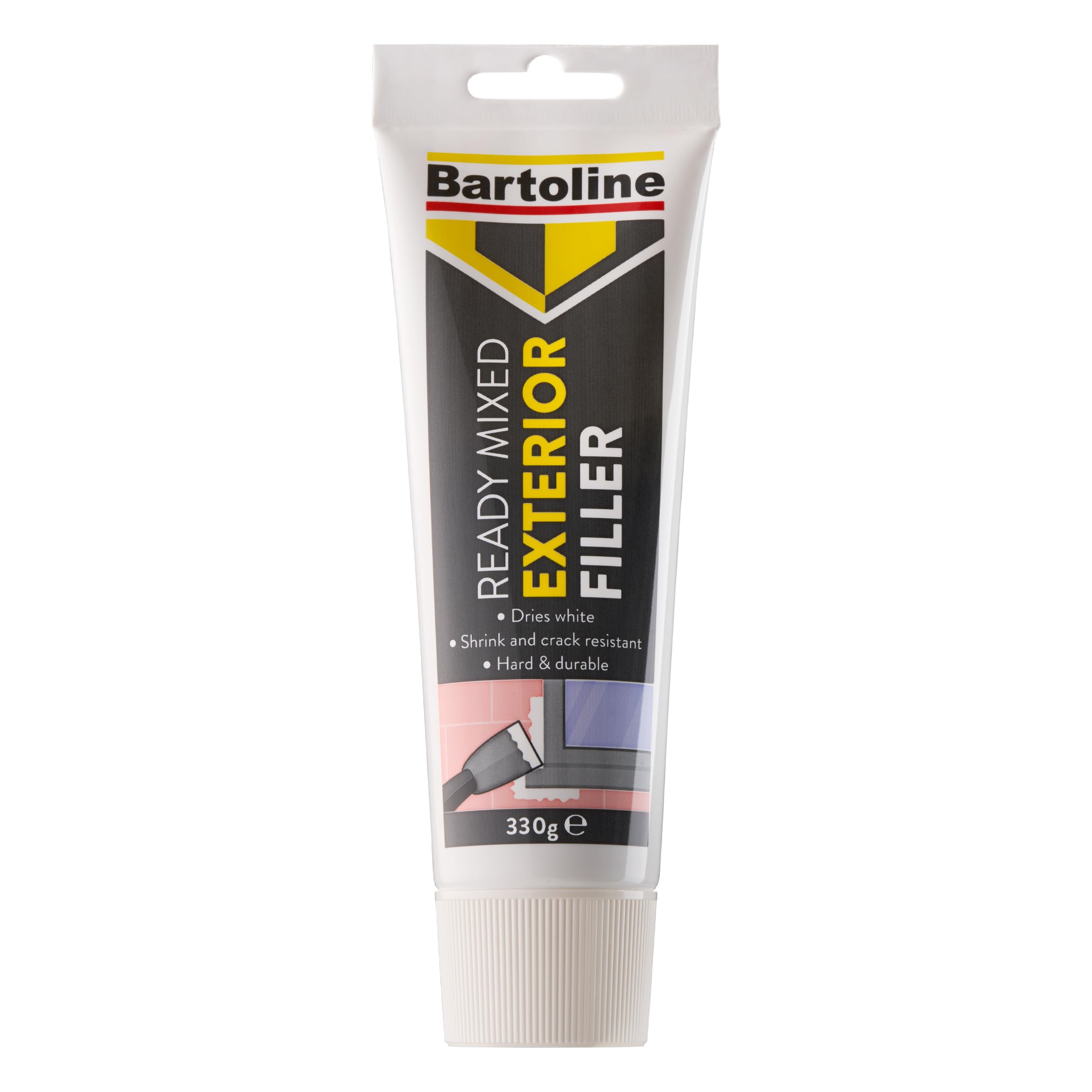 Bartoline Ready Mixed Exterior Filler Tube 330g - Weather-Resistant, No Shrinkage, Easy Application - Ideal for Outdoor Repairs