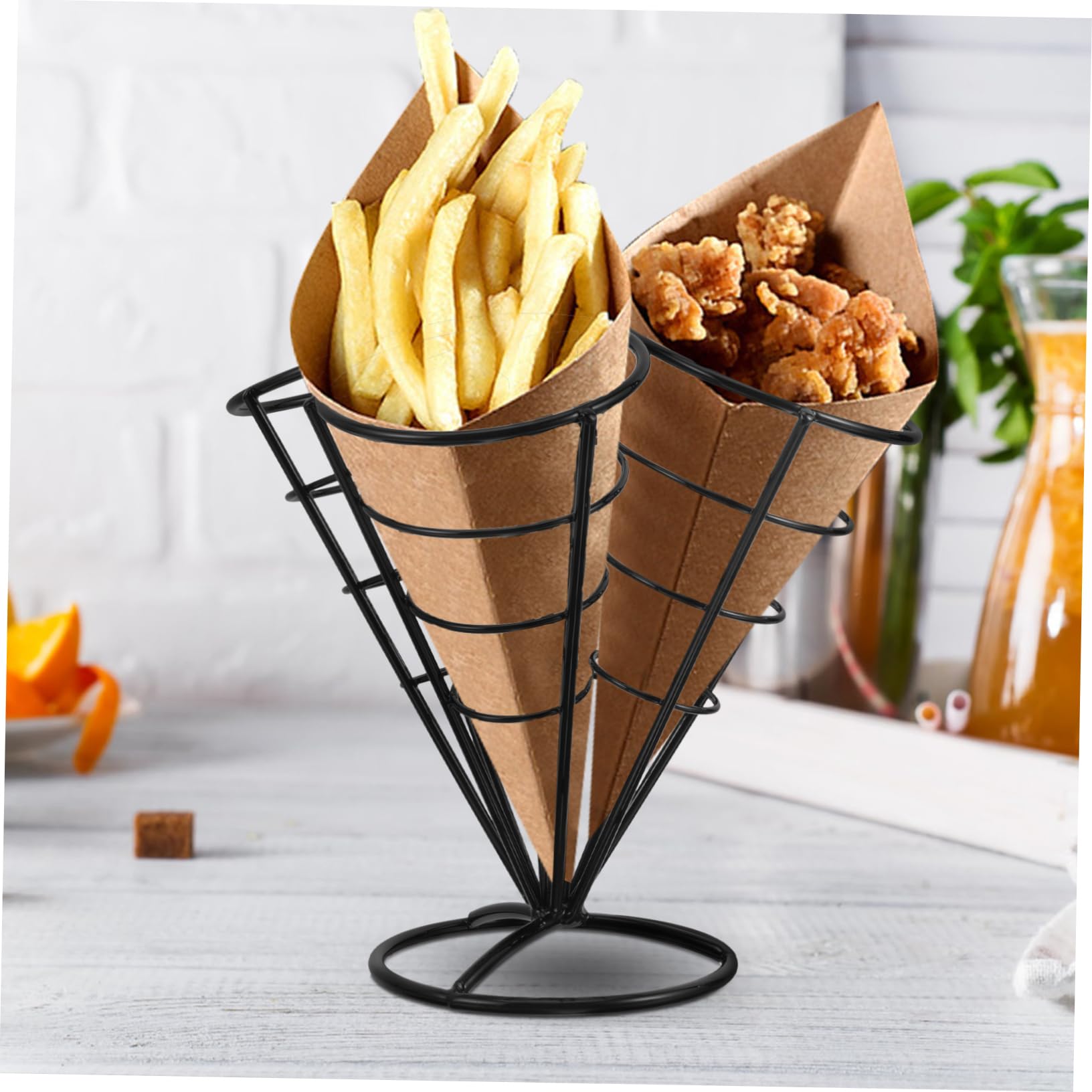 Cabilock Porta Snack per Patatine Fritte Porta Antipasti in Acciaio Inox 4 Fori Conici per Feste
