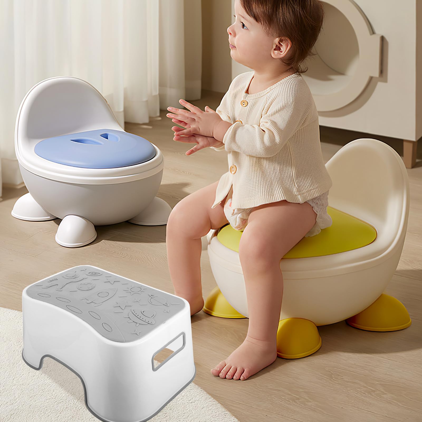 Beavorty Sgabello Pedana Elegante e Chic Stabile e Facile da Pulire per Wc Bianco in Pp Rialzo Comodo per Piedi per Bagno e Ragazzo Ragazza e Uso Quotidiano