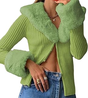 Sweater with fur collar and cuffs Clearance