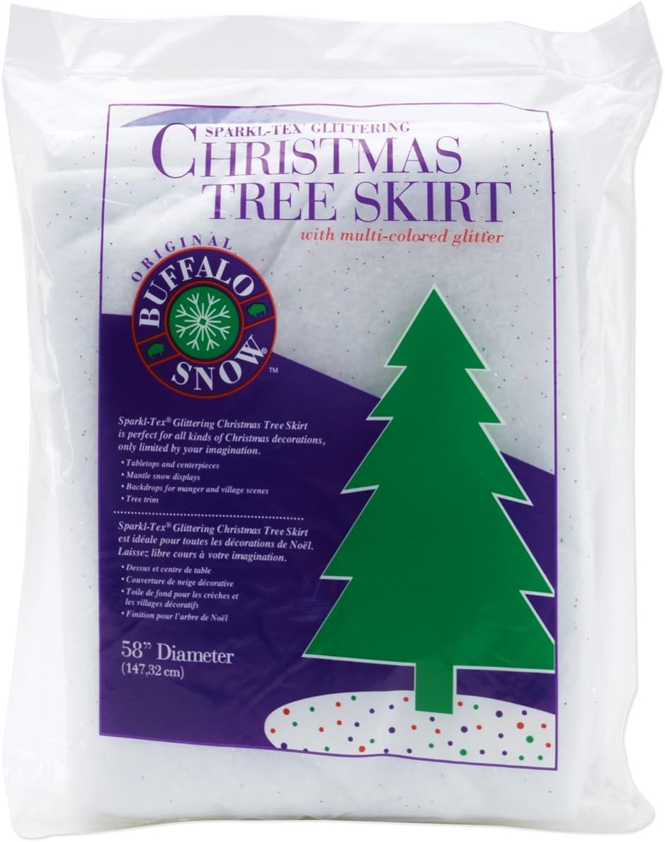 Buffalo White Sparkling Snowflake Polyester Tree Skirt 56 in.