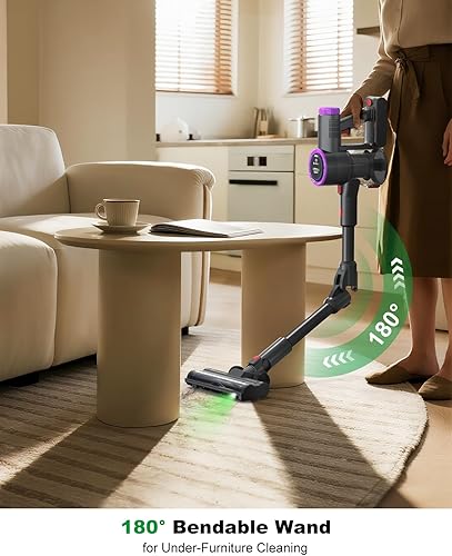 Miniatura 6 de Aspiradora inalámbrica, aspiradora plegable recargable, potente aspiradora ligera de succión para el hogar, antienredos, autoportante para pelo de
