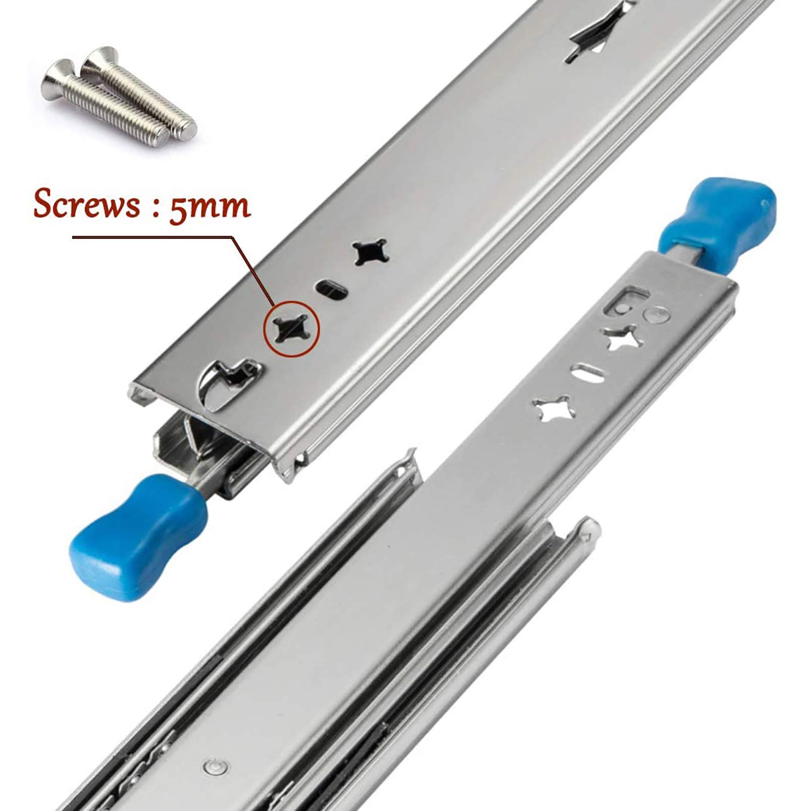 40-80 inch Heavy Duty industriële ladegeleiders met slot, railstaal volledig verlengkogellager, draagvermogen 440 Ib massief metalen stalen lopers, 2 stuks
