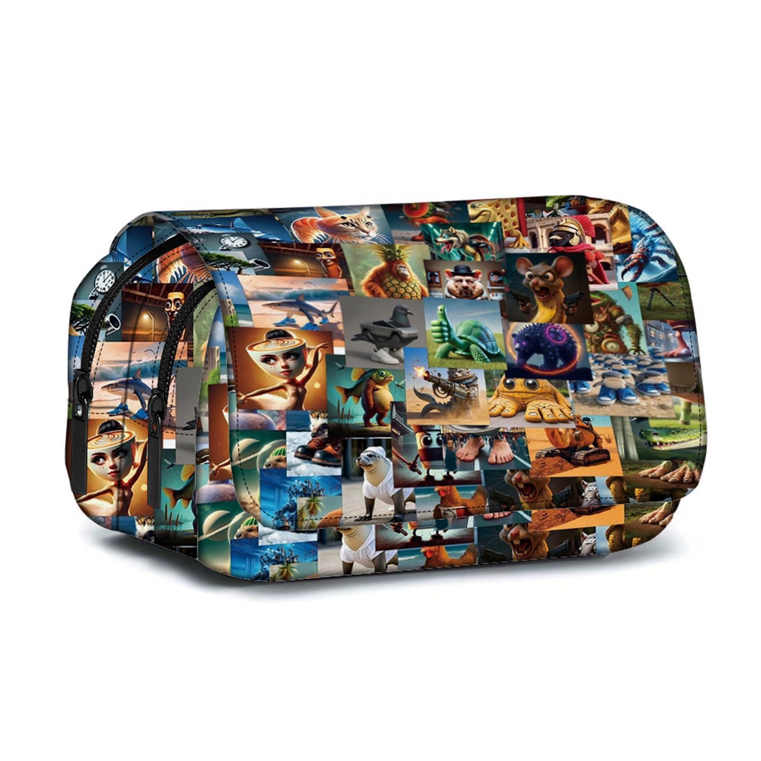 Italian Brainrot Large Capacity Pencil Case,Italian Brainrot Lunch Bag, Double-Layer Big Pencil Case with Standing Opening, Italian Brainrot Toys Oxford Fabric Pencil Cases for Girls Boys, Pen Case