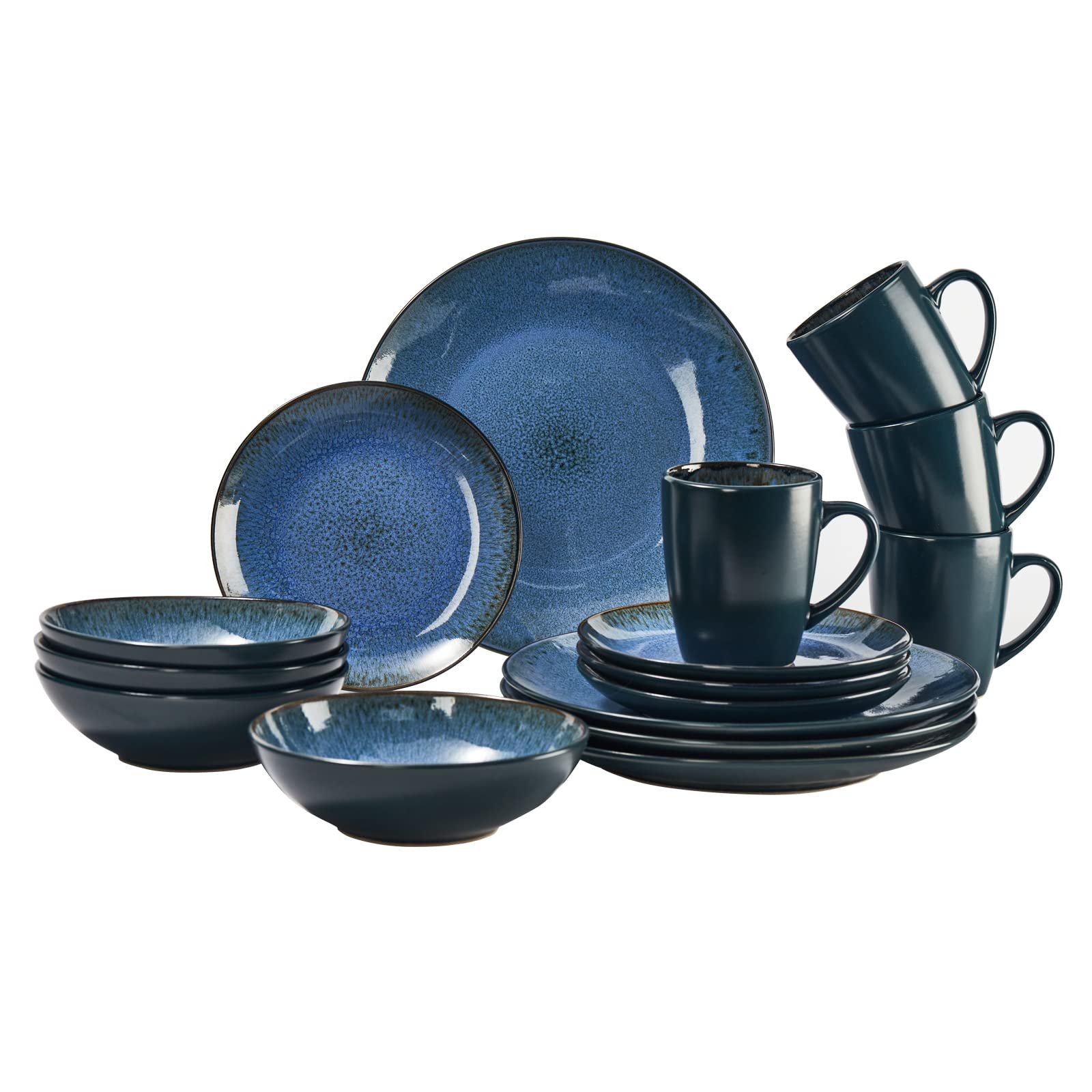 GRANDARTIC Ceramics Dinnerware set, Reactive Glaze Cutlery Set for